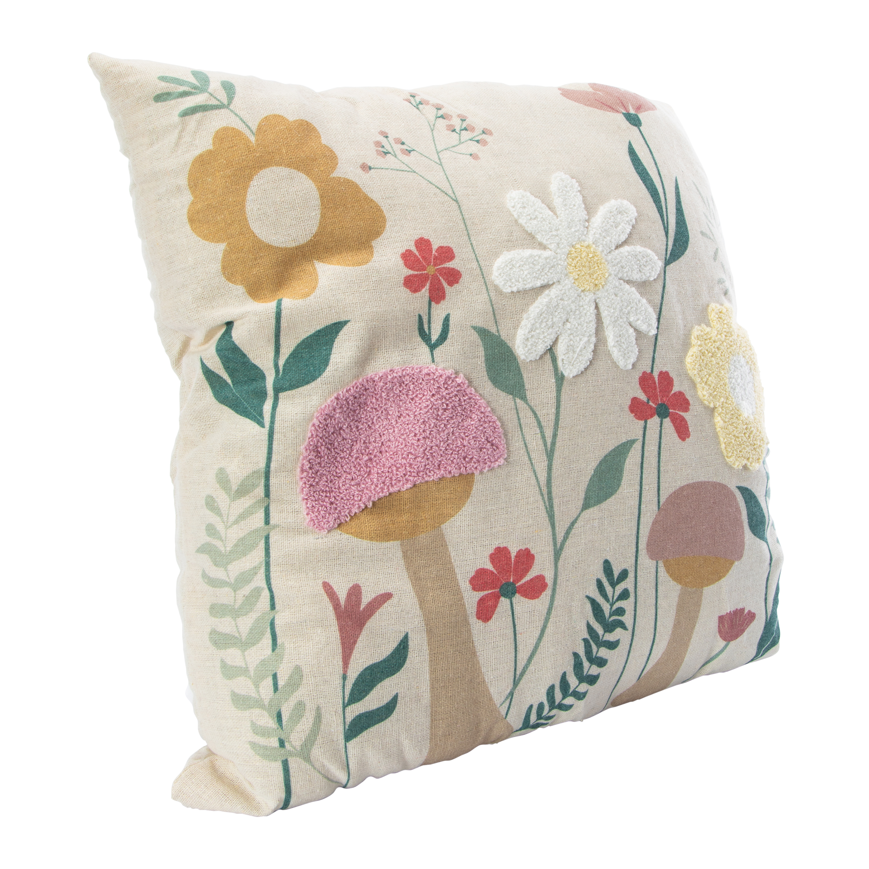 Embroidered Pillow - Floral 16in x 16