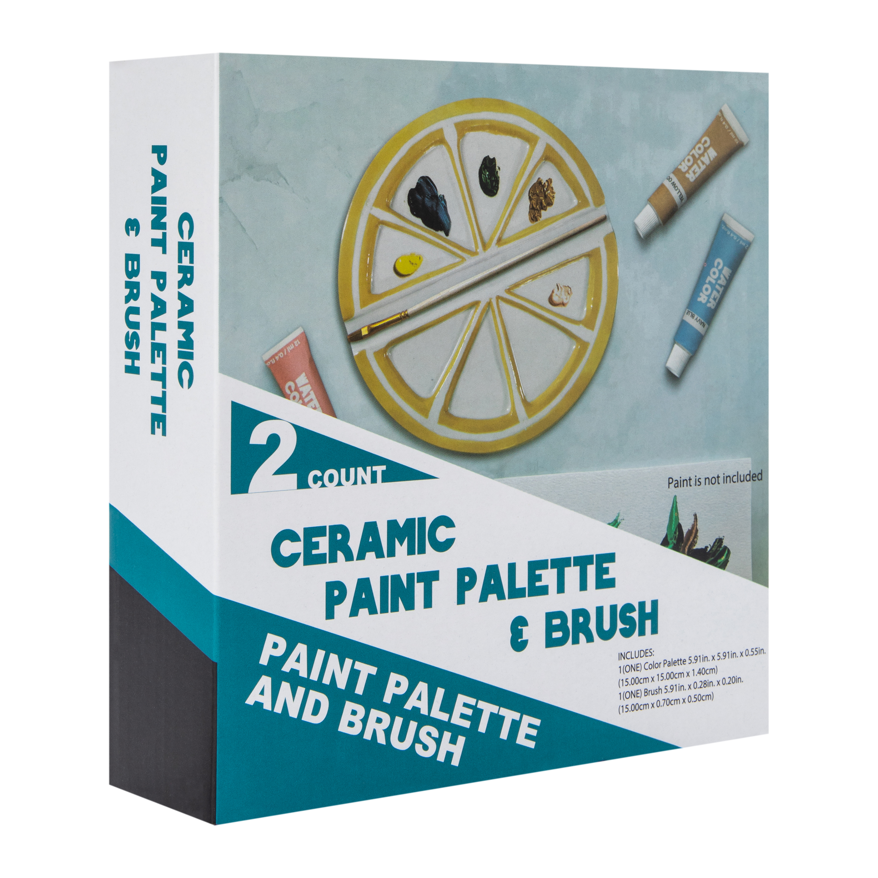 Fruit Slices Ceramic Paint Palette & Brush 5.91in