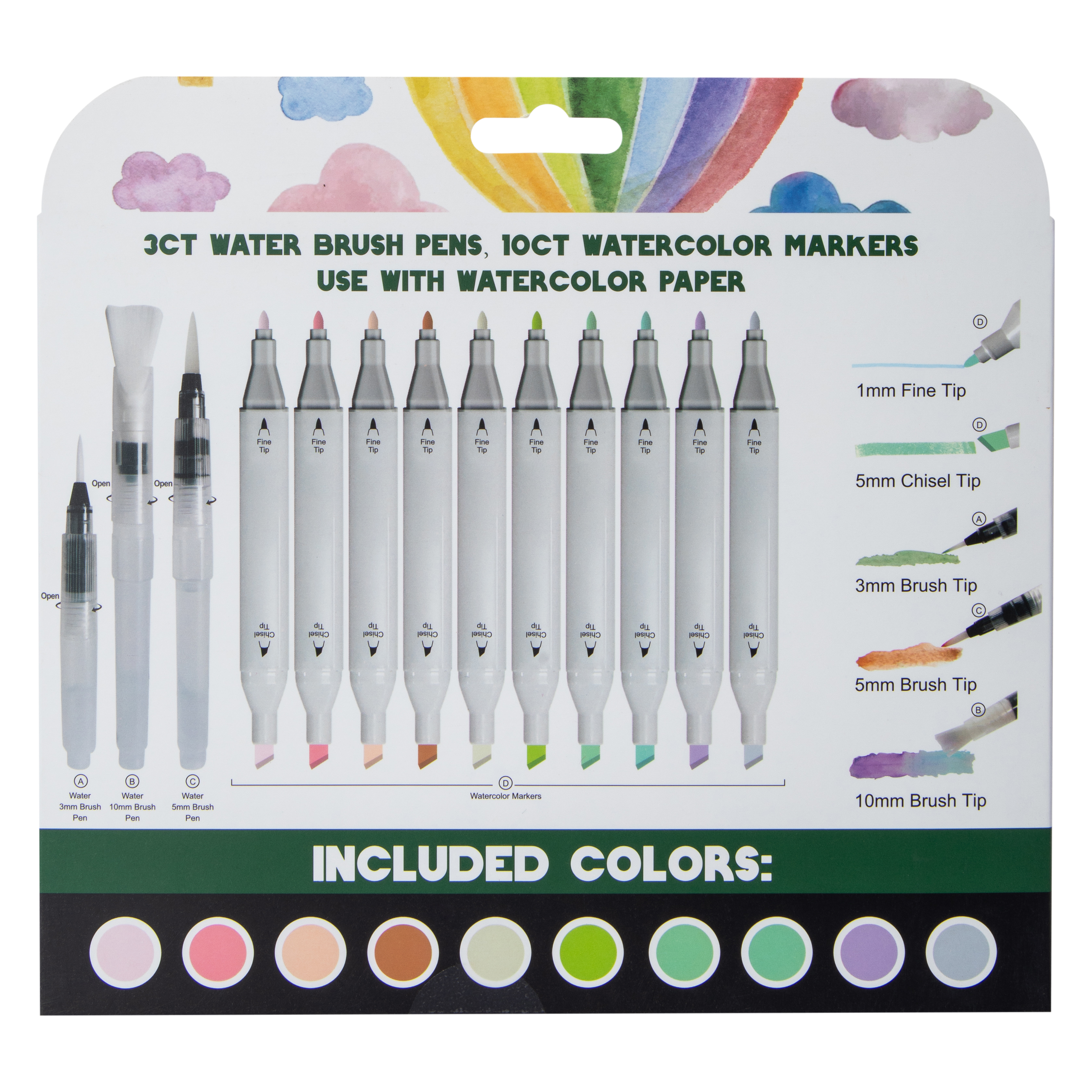 Dual-Tip Watercolor Marker Drawing Set 13-Count