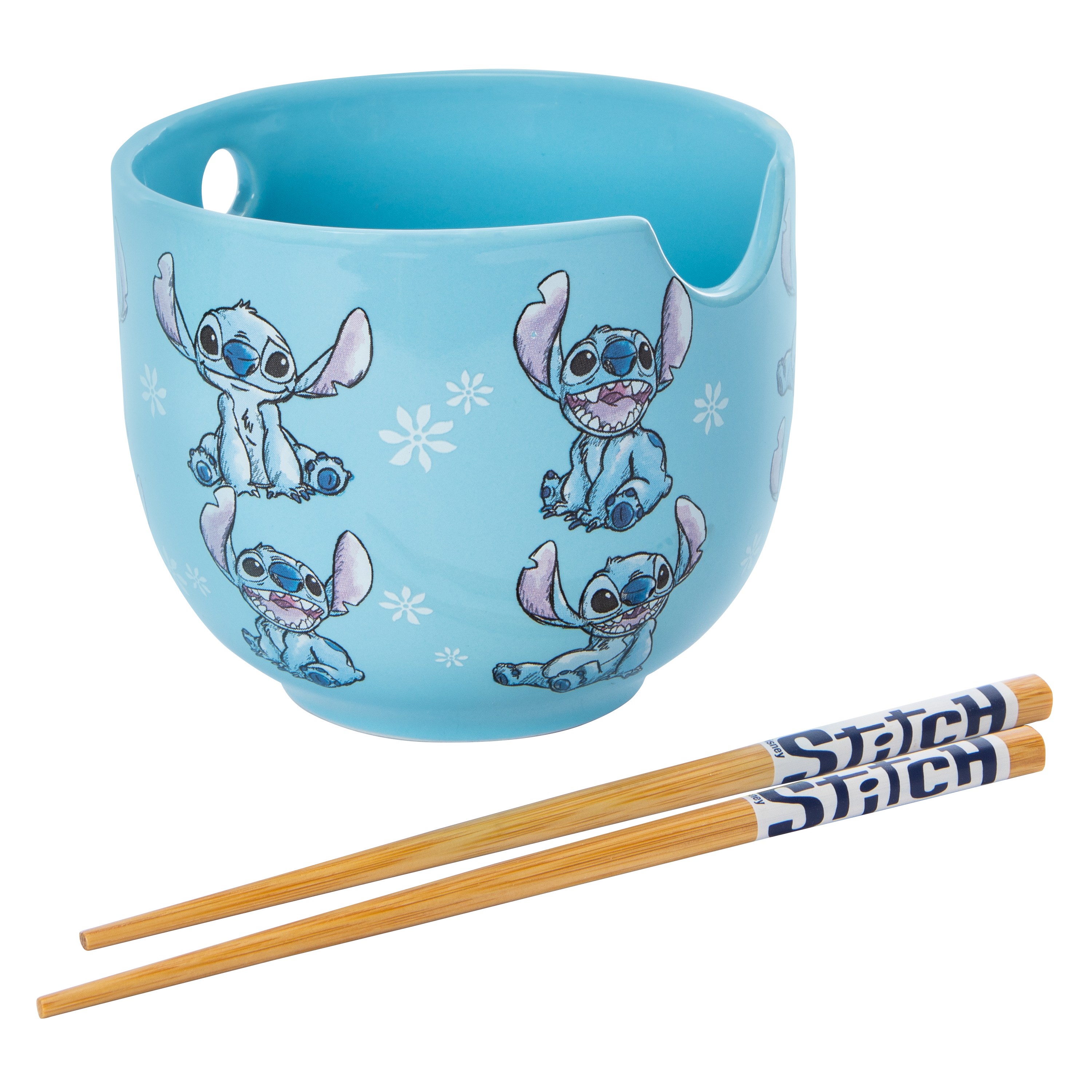 Disney Stitch Ceramic Bowl With Chopsticks 16oz