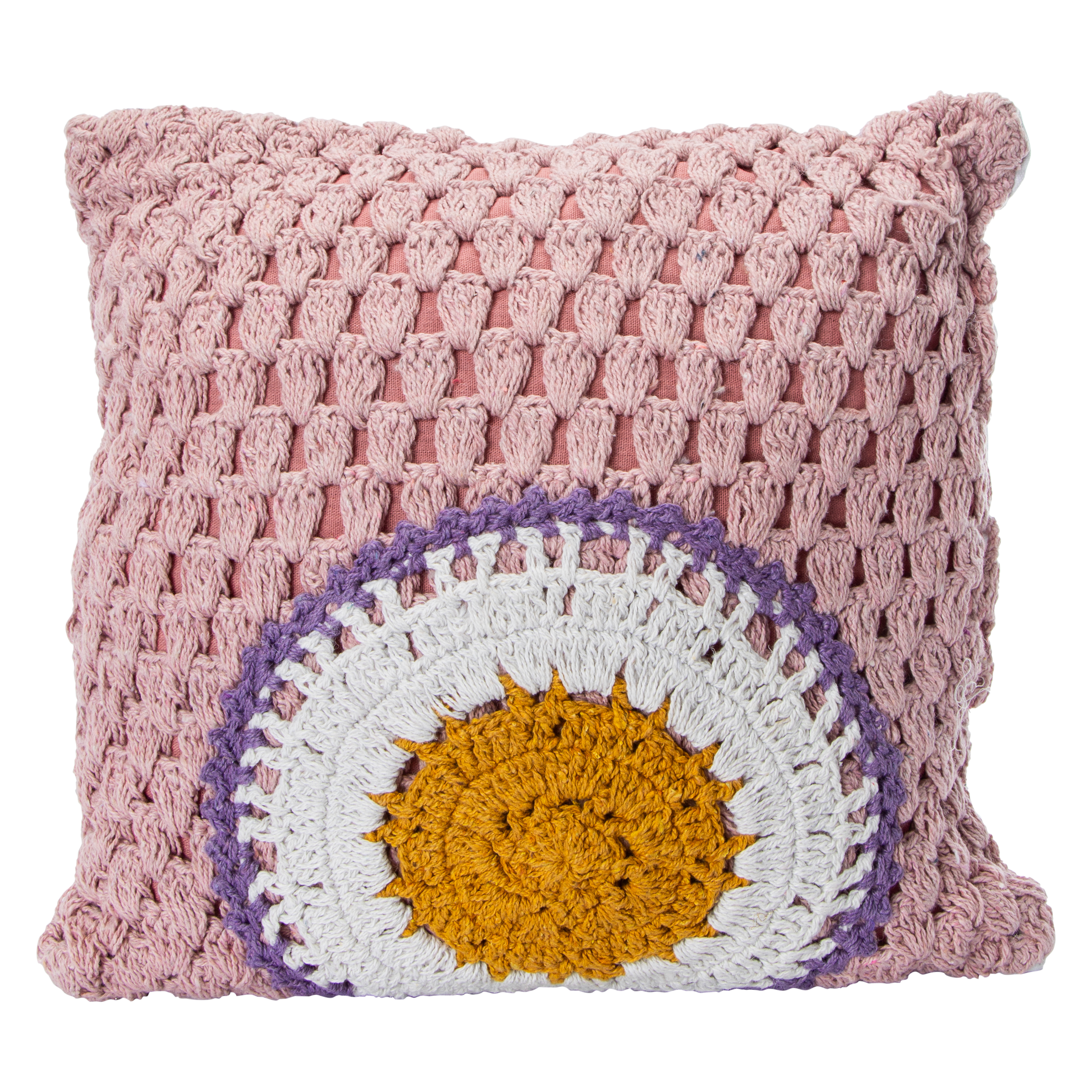 Square Crochet Throw Pillow 15in x