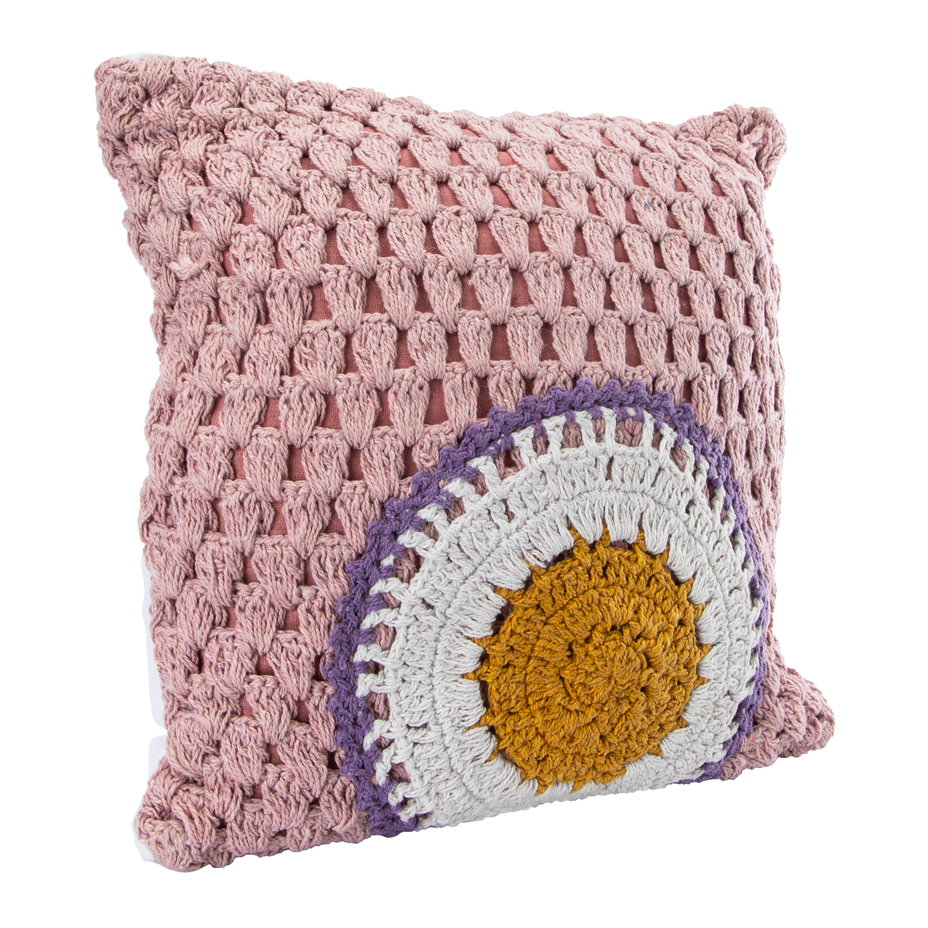 Square Crochet Throw Pillow 15in x