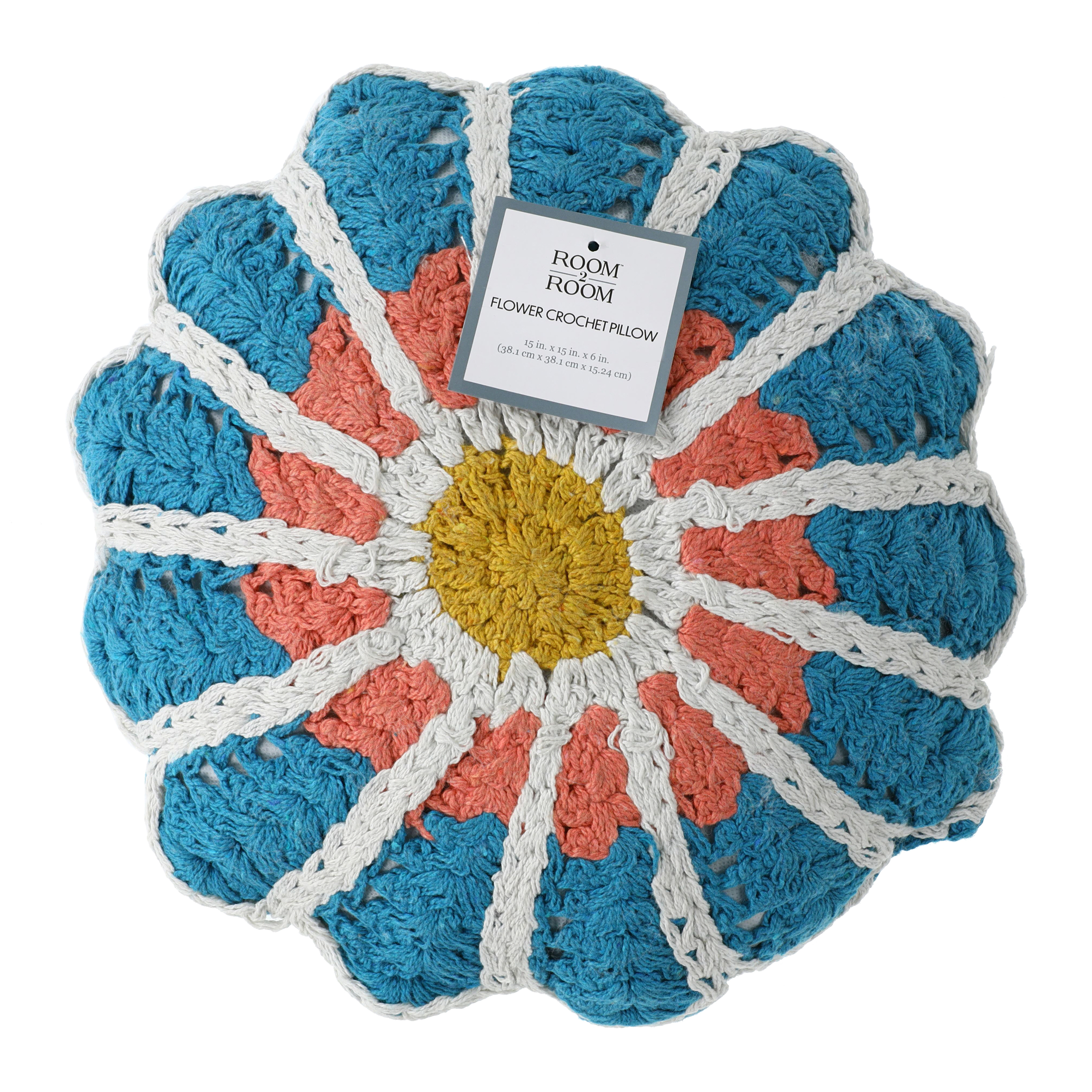 Round Flower Throw Pillow 15in