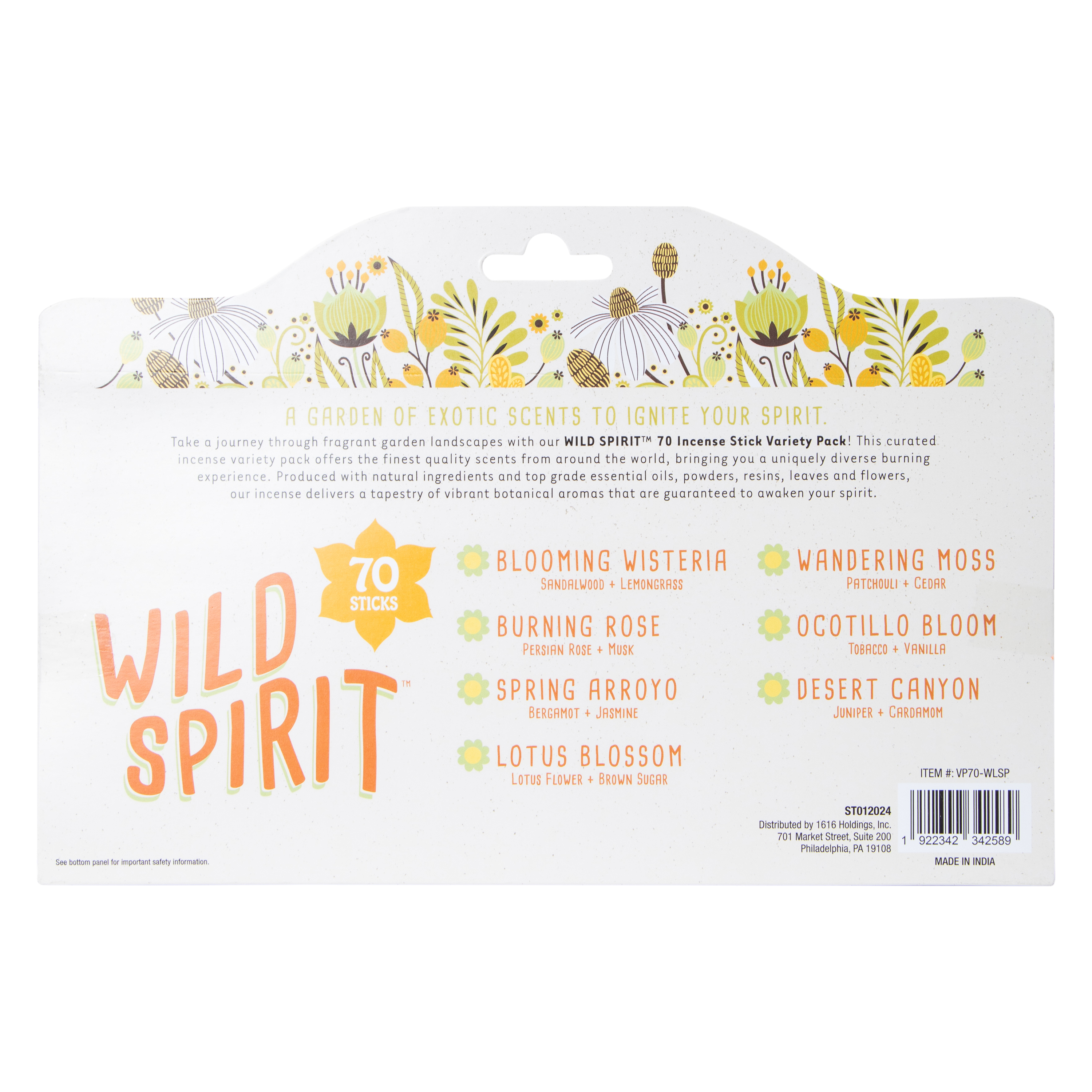 Wild Spirit Incense Stick Variety Pack 70-Count