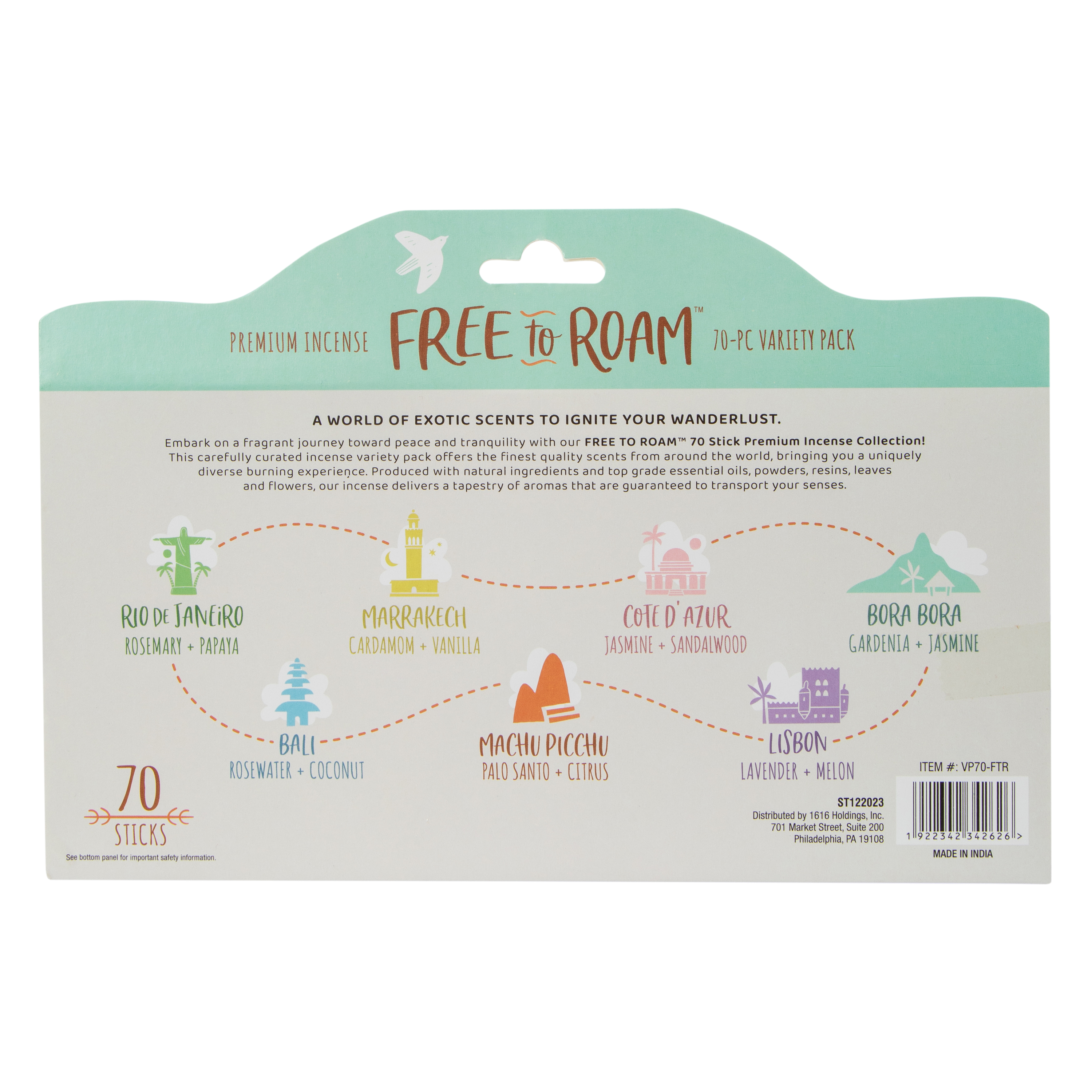 Free To Roam Scented Incense Stick Set 70-Count