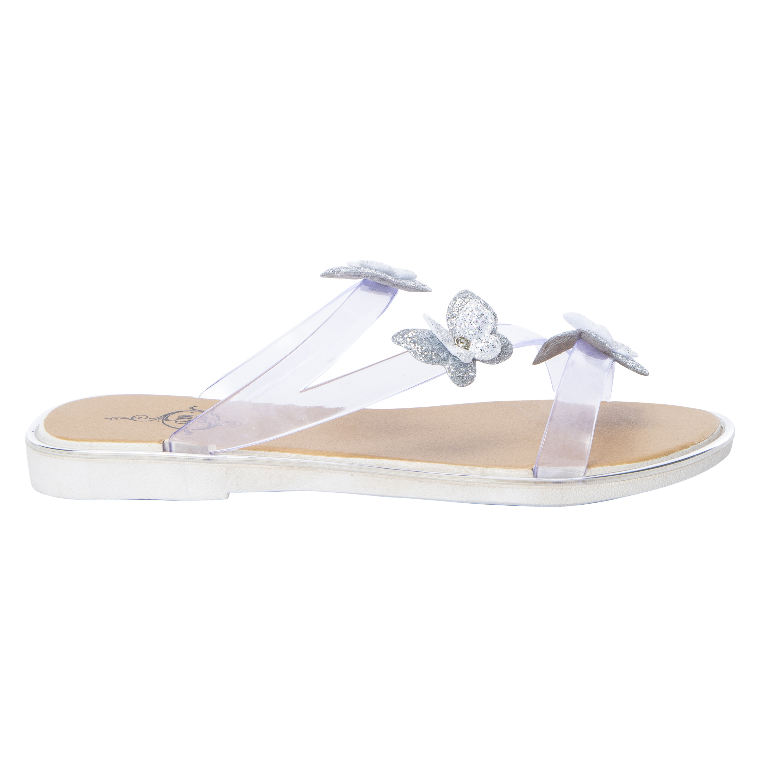 Glitter Butterfly Jelly Slide Sandals