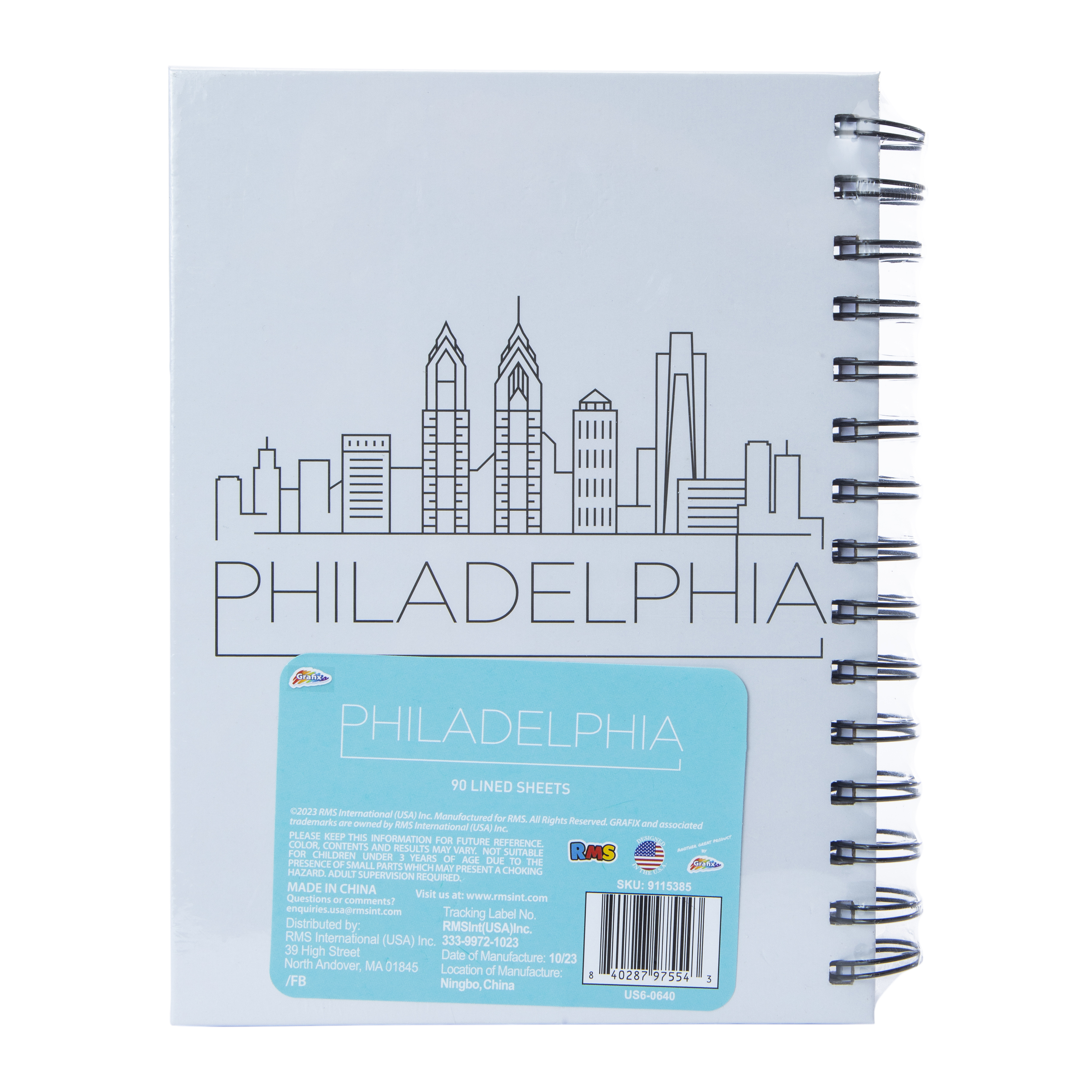 Philadelphia Skyline Line Drawing Spiral Notebook