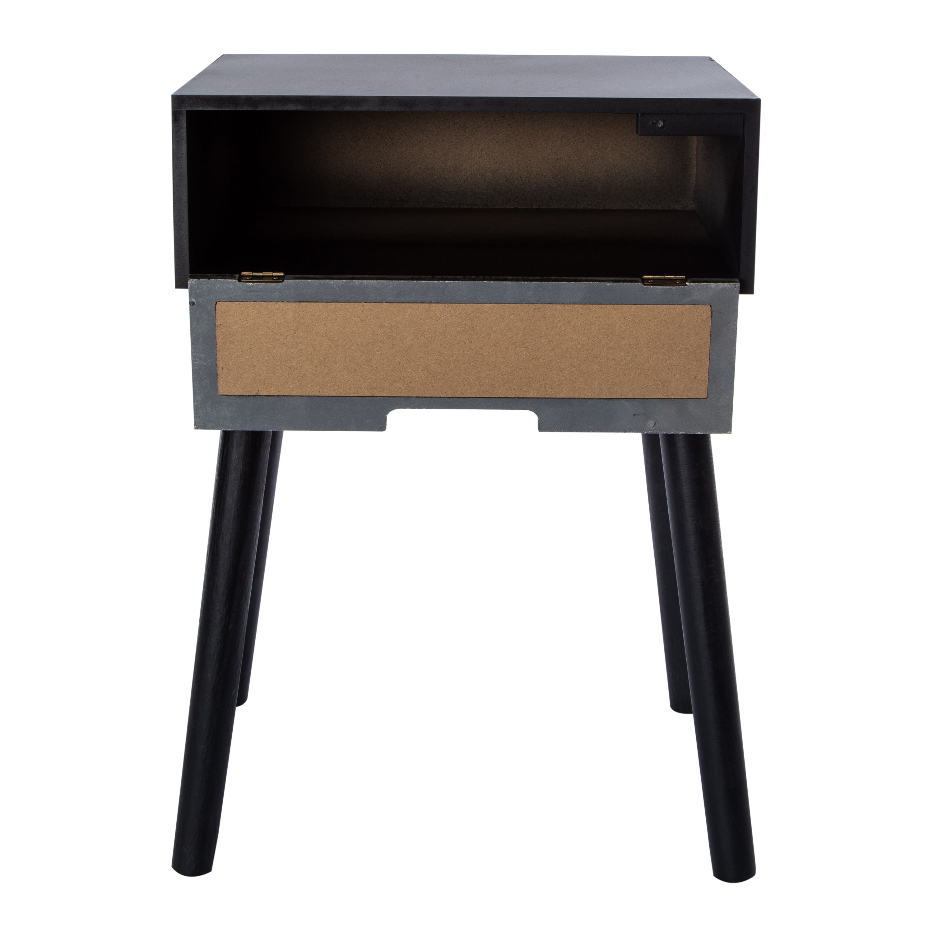 Wooden Side Table With Rattan Cane Accent