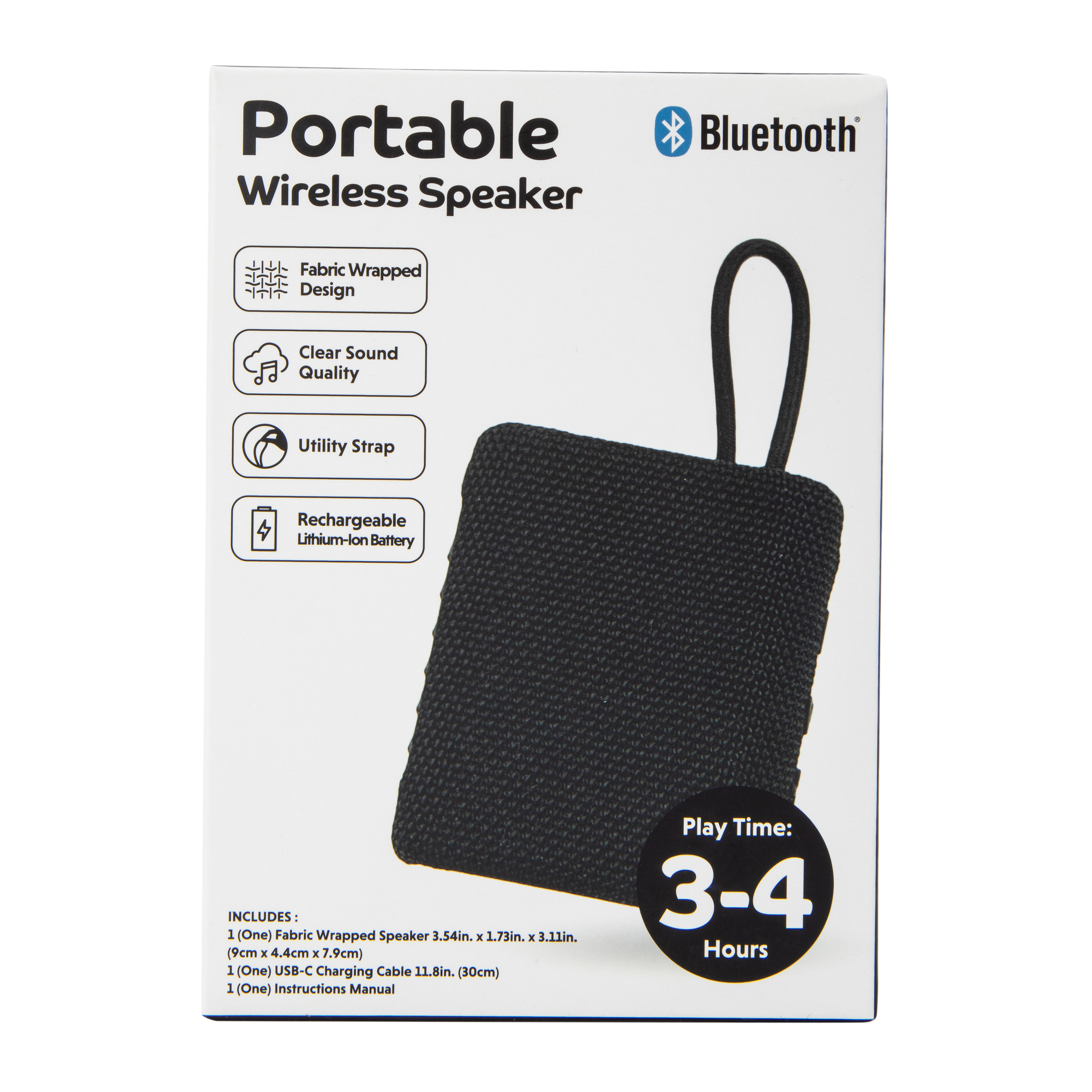 Fabric Wrapped Portable Wireless Speaker 3.54in x 3.11in