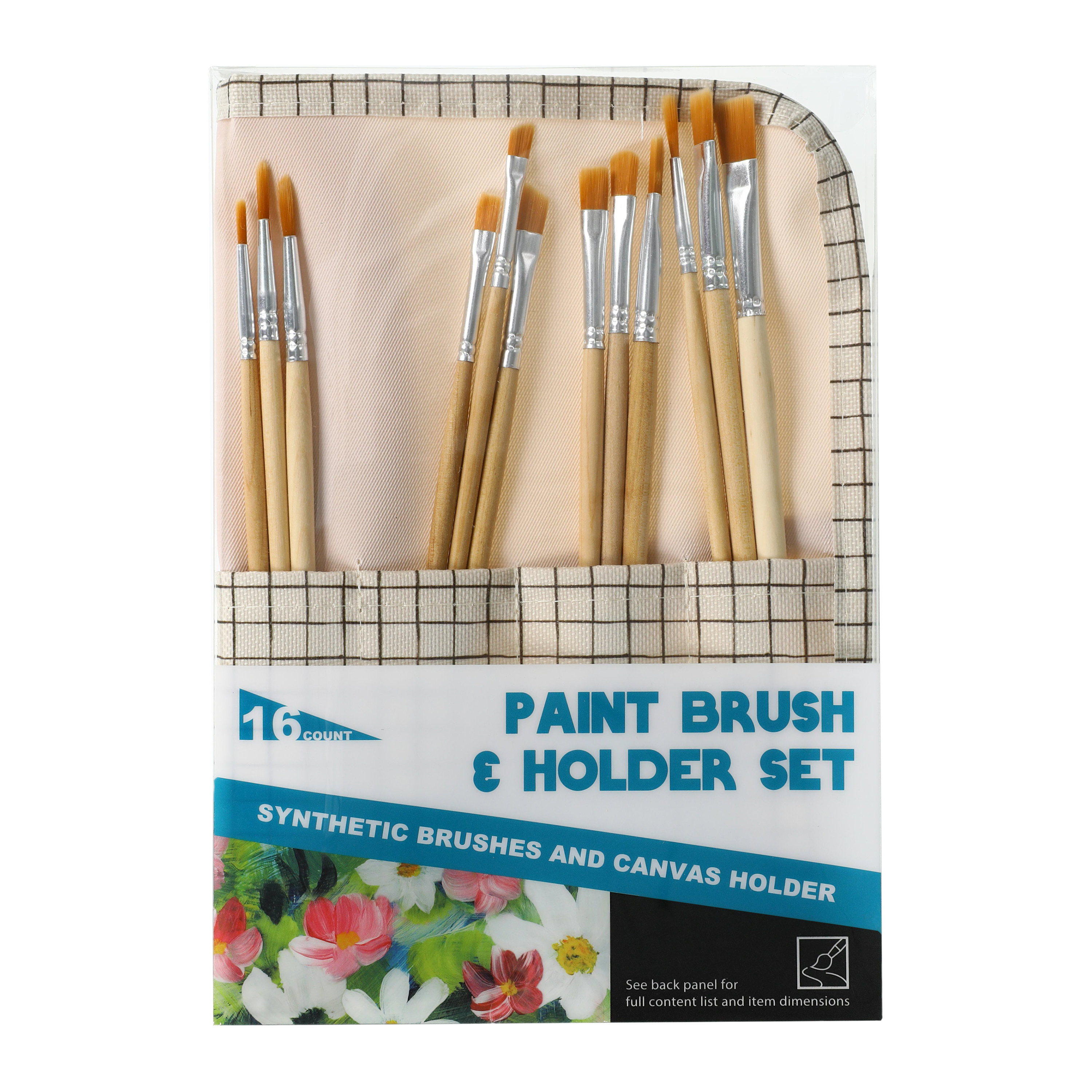Paint Brush Set With Canvas Holder 15-Count