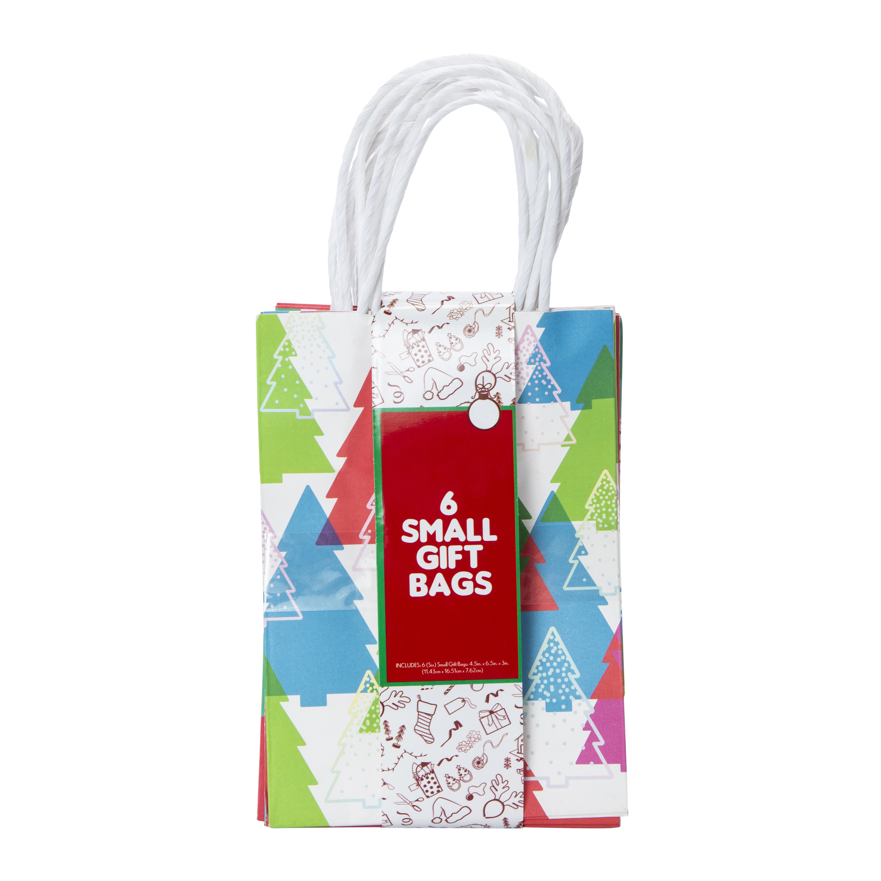 6-Count Small Holiday Gift Bags 6.5in x 4.5in