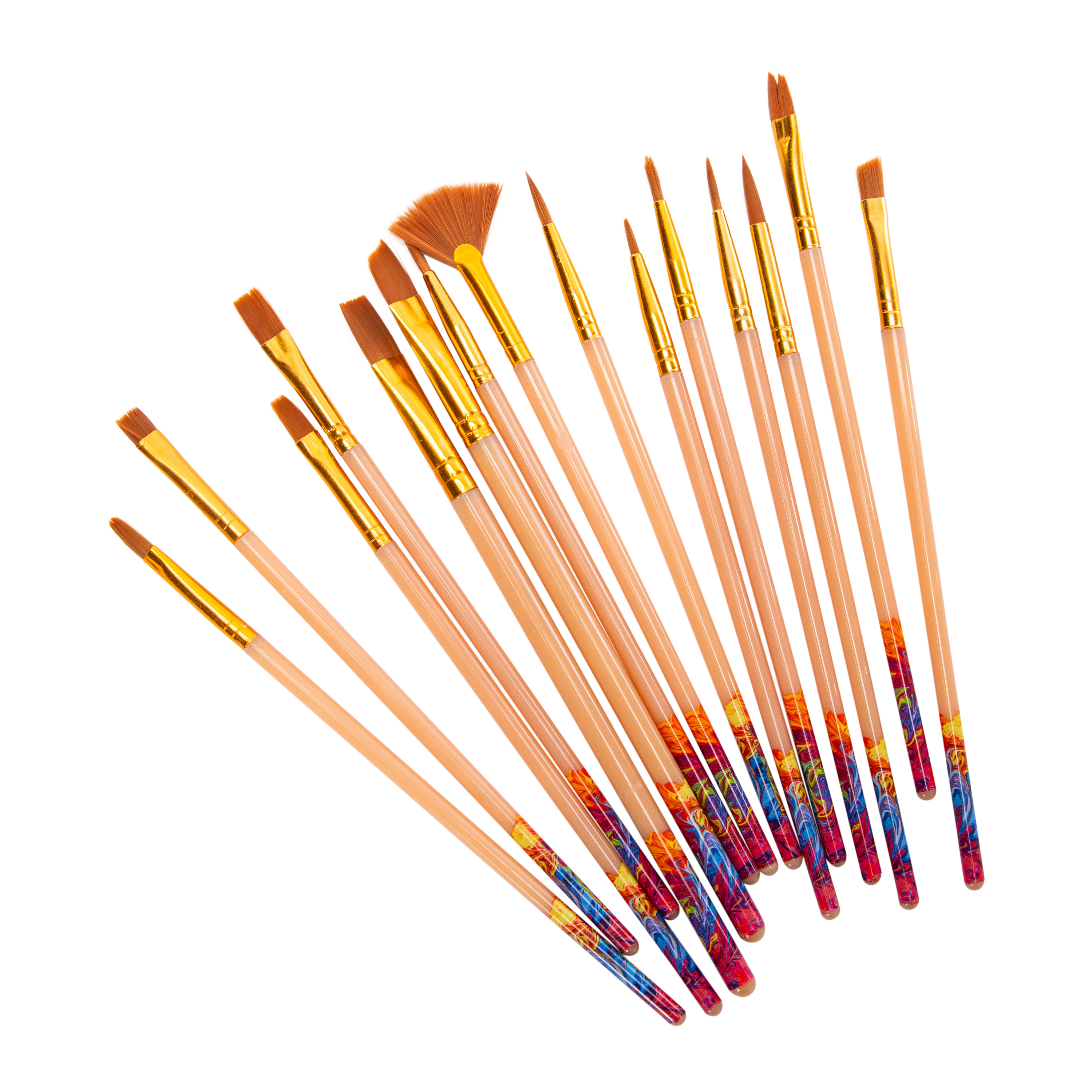 Marble-Dipped Artist Brush Set 15-Piece