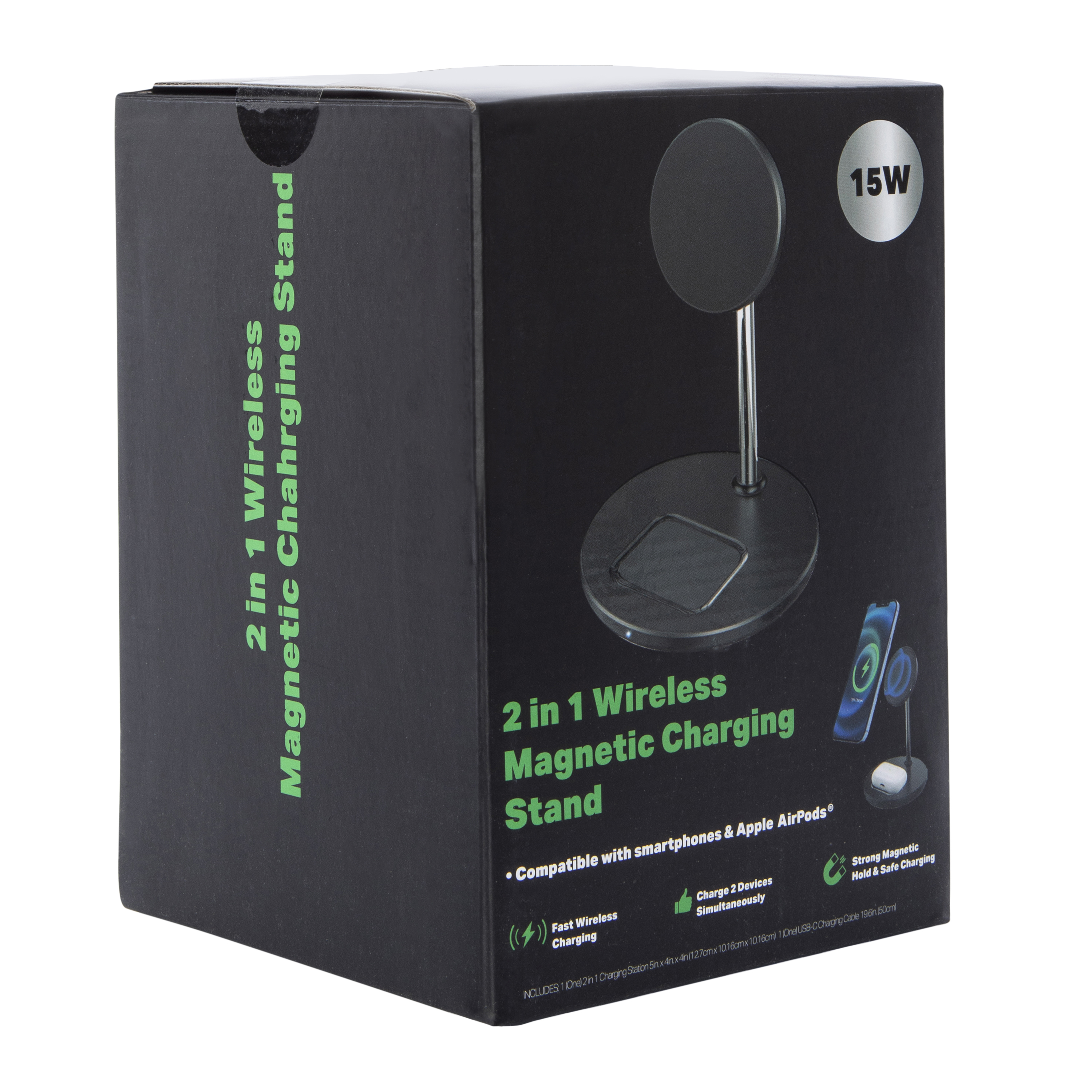 15W 2-In-1 Wireless Magnetic Charging Stand