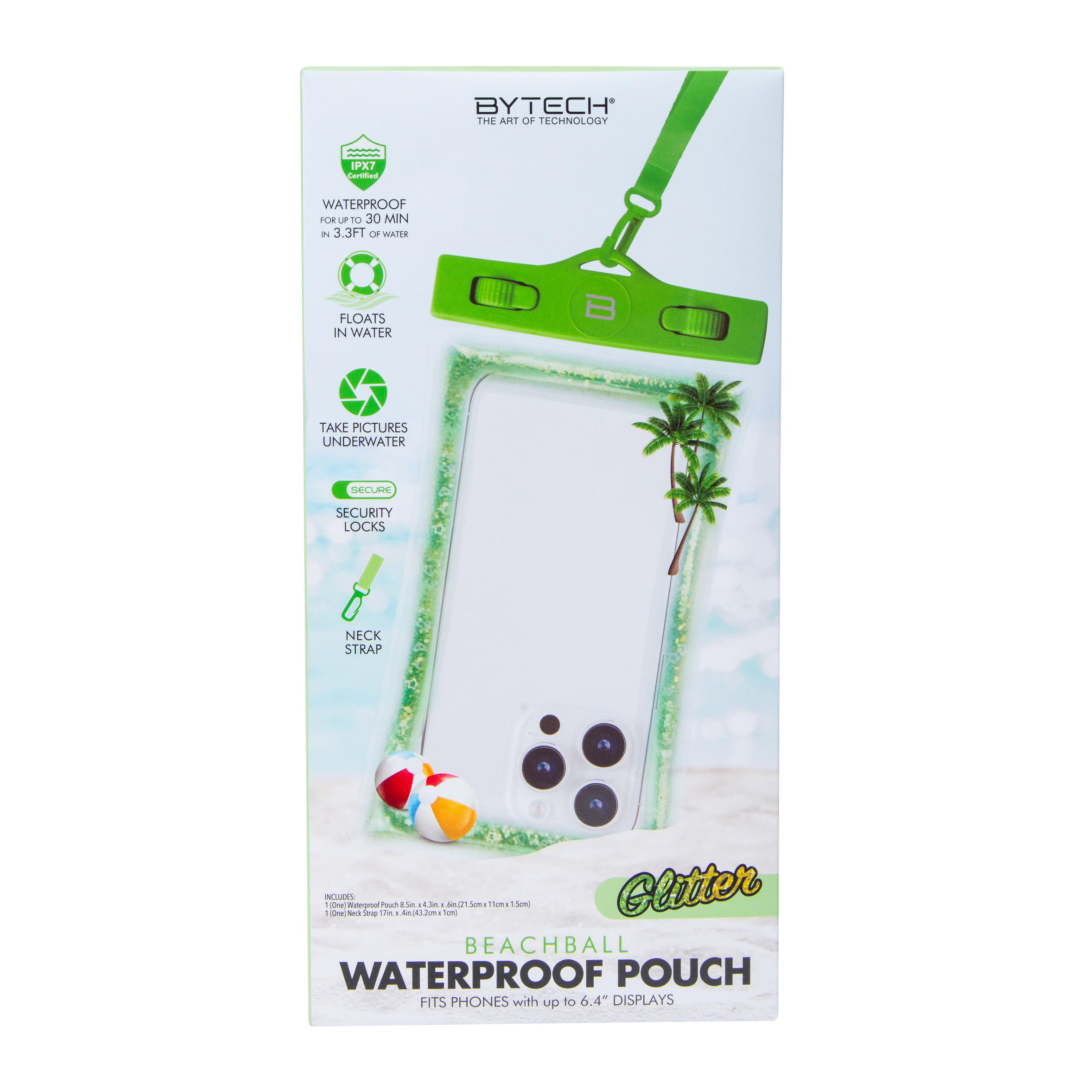 Glitter Waterproof Phone Pouch With Neck Strap