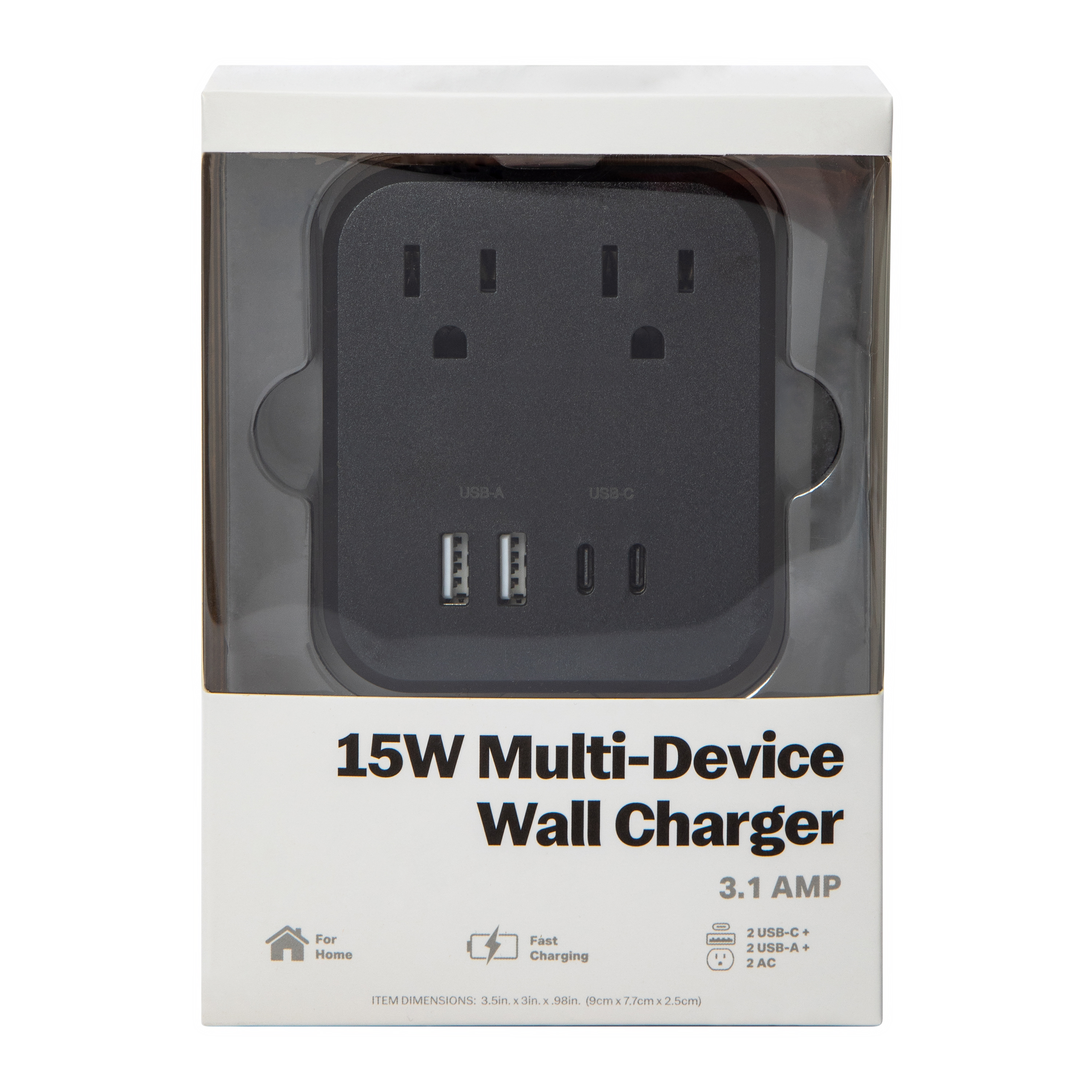 15W USB-C & USB Wall Charger With Outlets