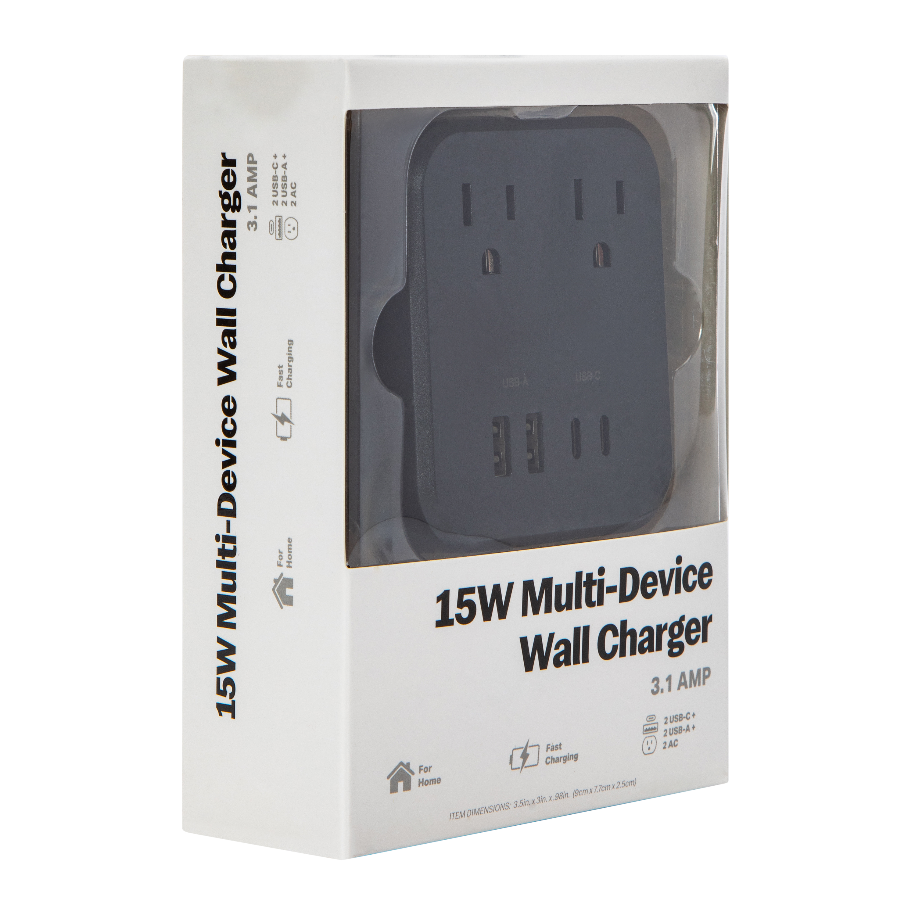 15W USB-C & USB Wall Charger With Outlets