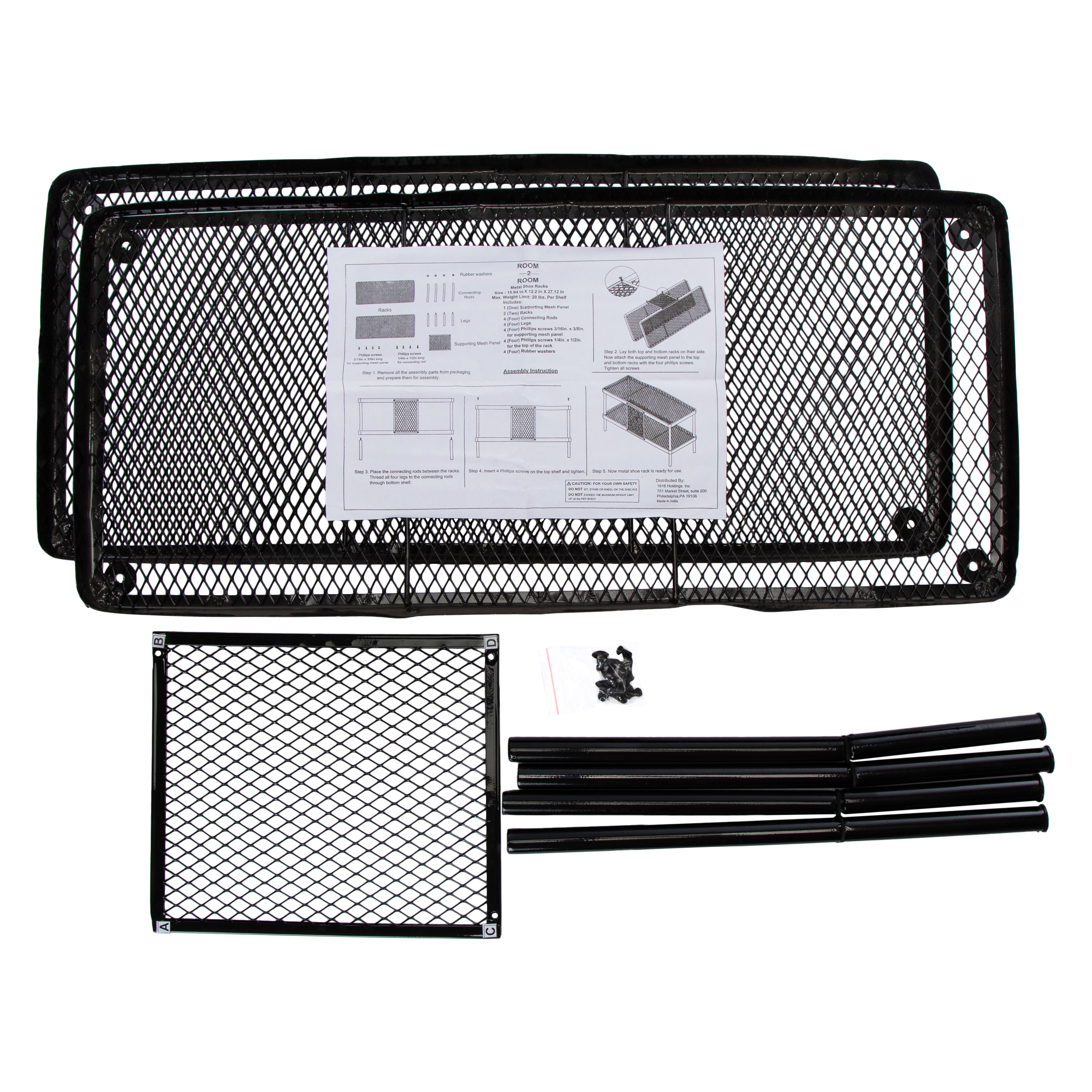 2-Tier Metal Shoe Rack 27in x 15.9in