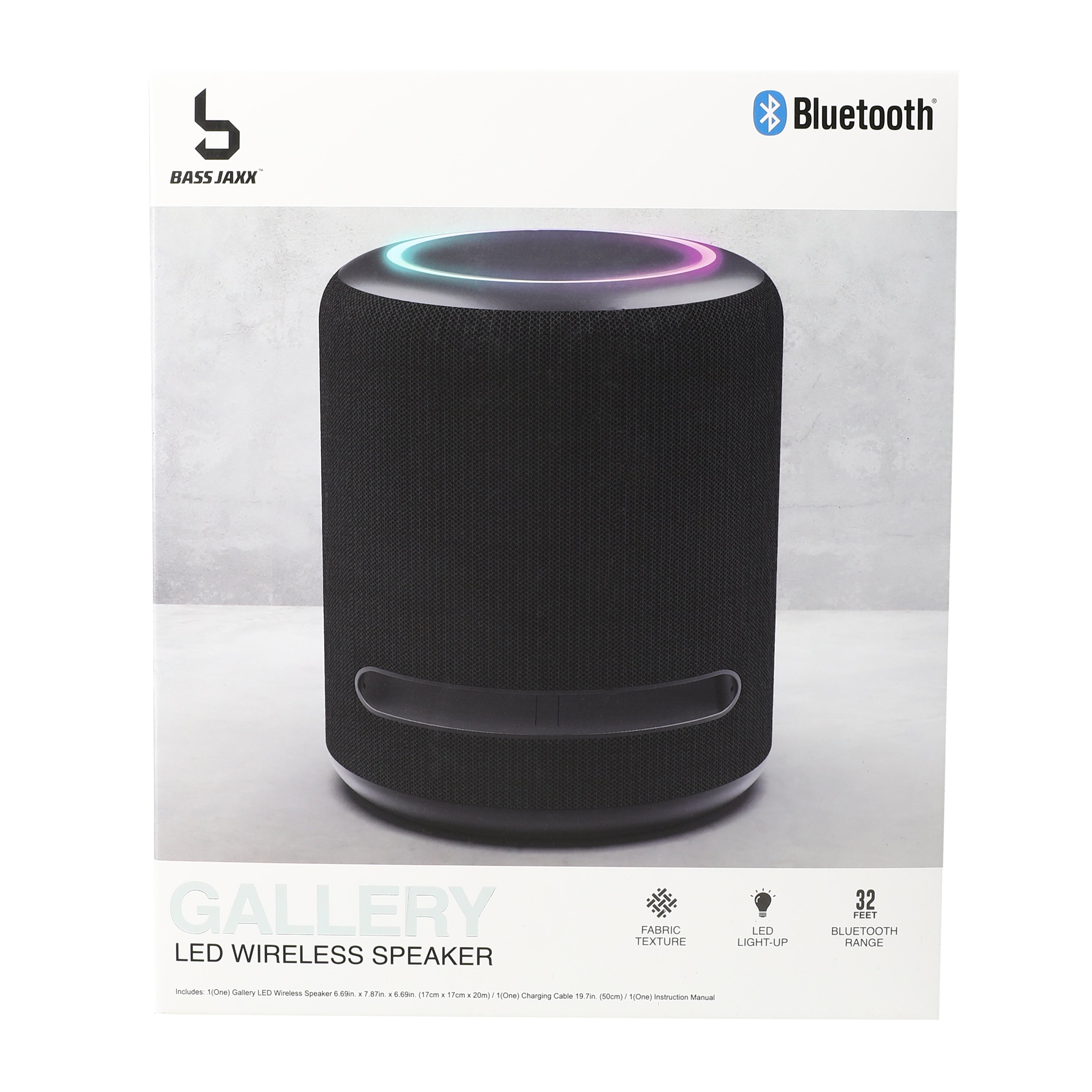 Gallery Fabric LED Wireless Speaker 6.69in x 7.87in