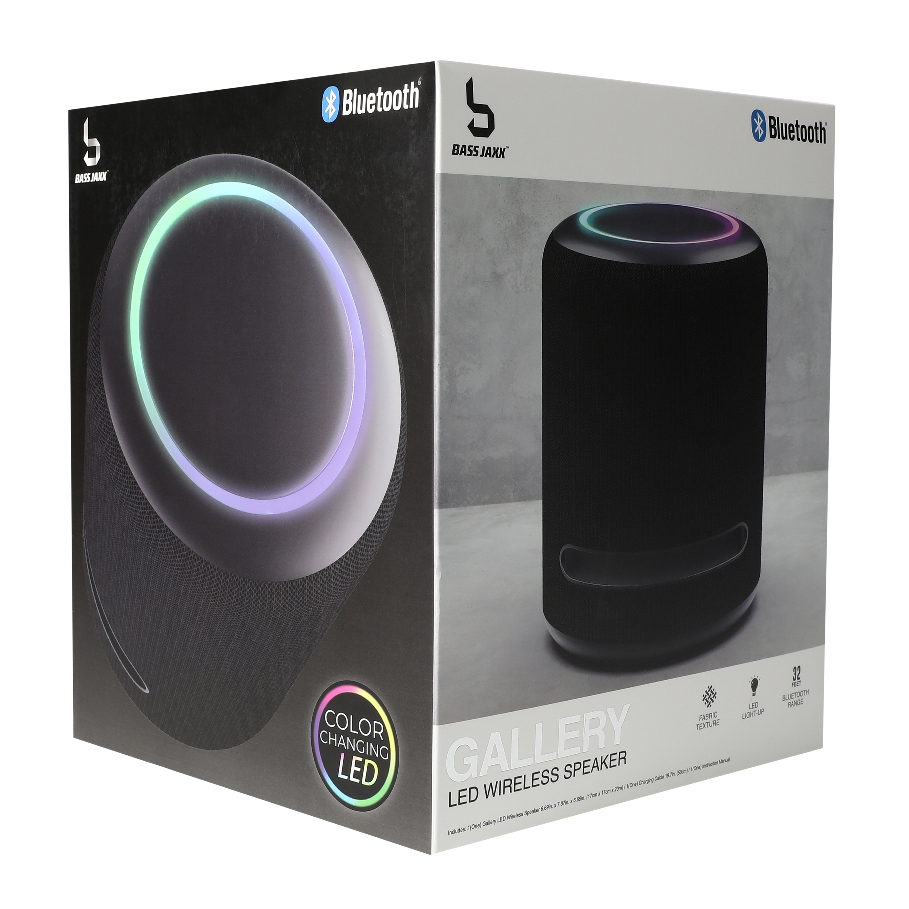 Gallery Fabric LED Wireless Speaker 6.69in x 7.87in