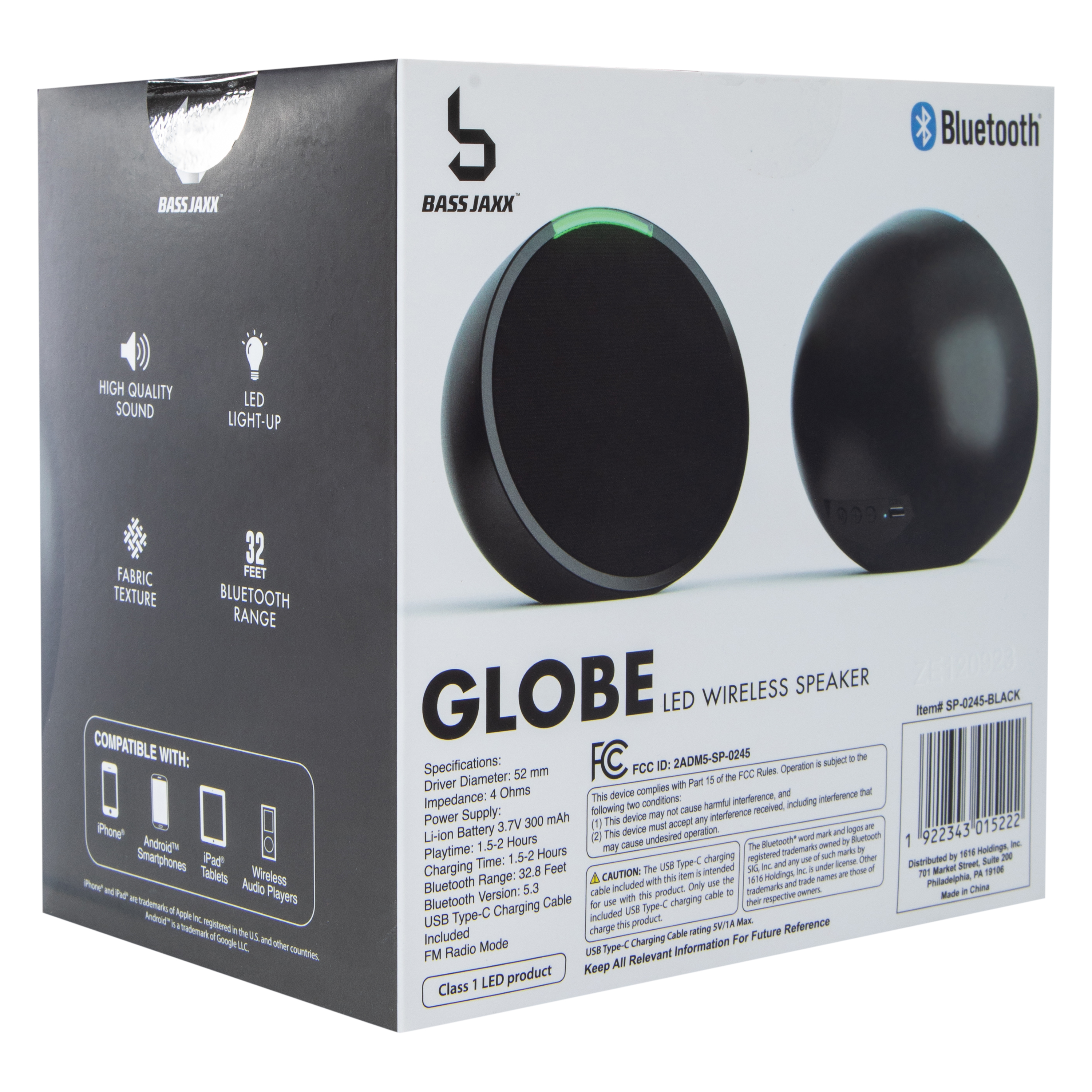 Globe Half Sphere LED Wireless Speaker 5.12in x