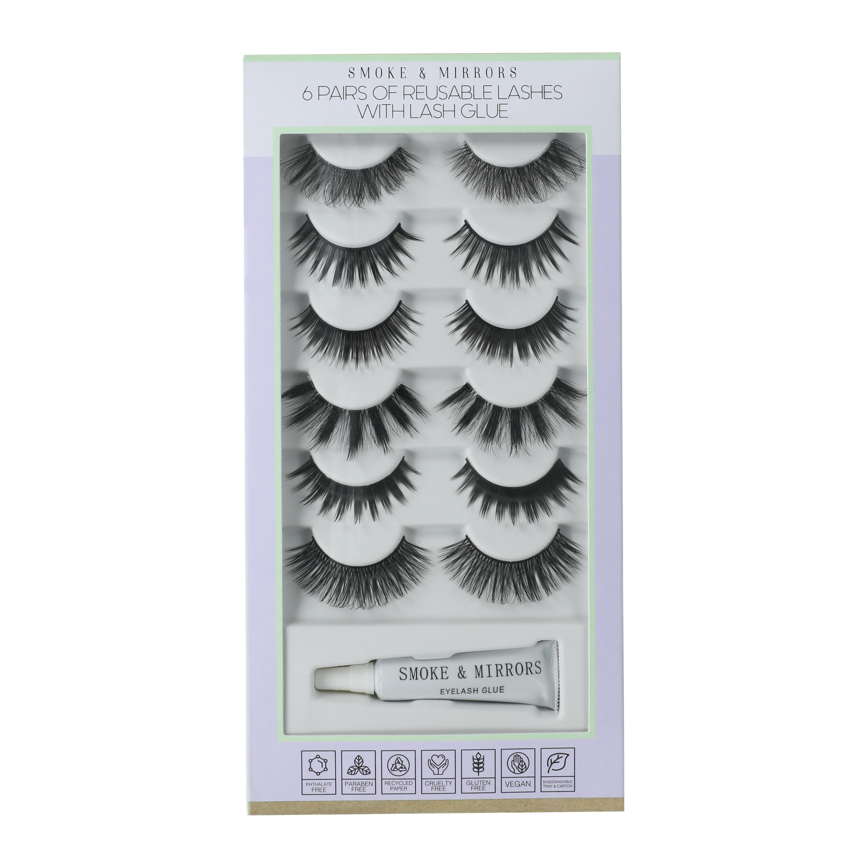 Reusable False Eyelashes With Lash Glue 6-Count