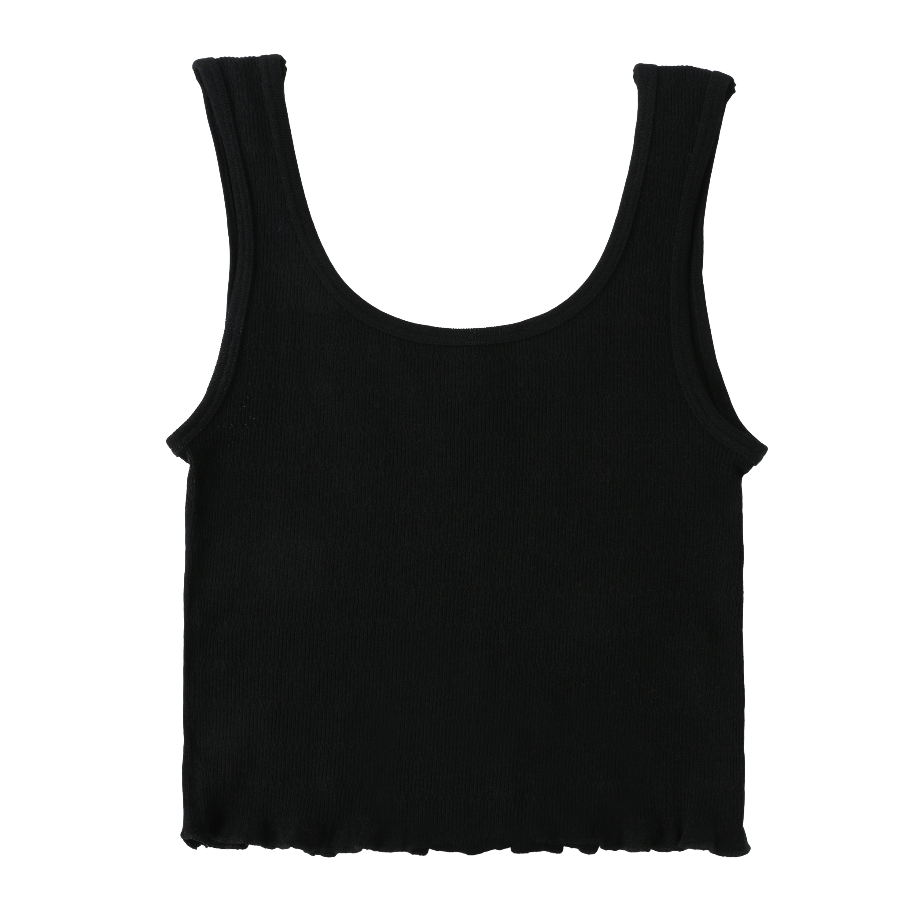 Smocked Seamless Tank Top With Lettuce Edge