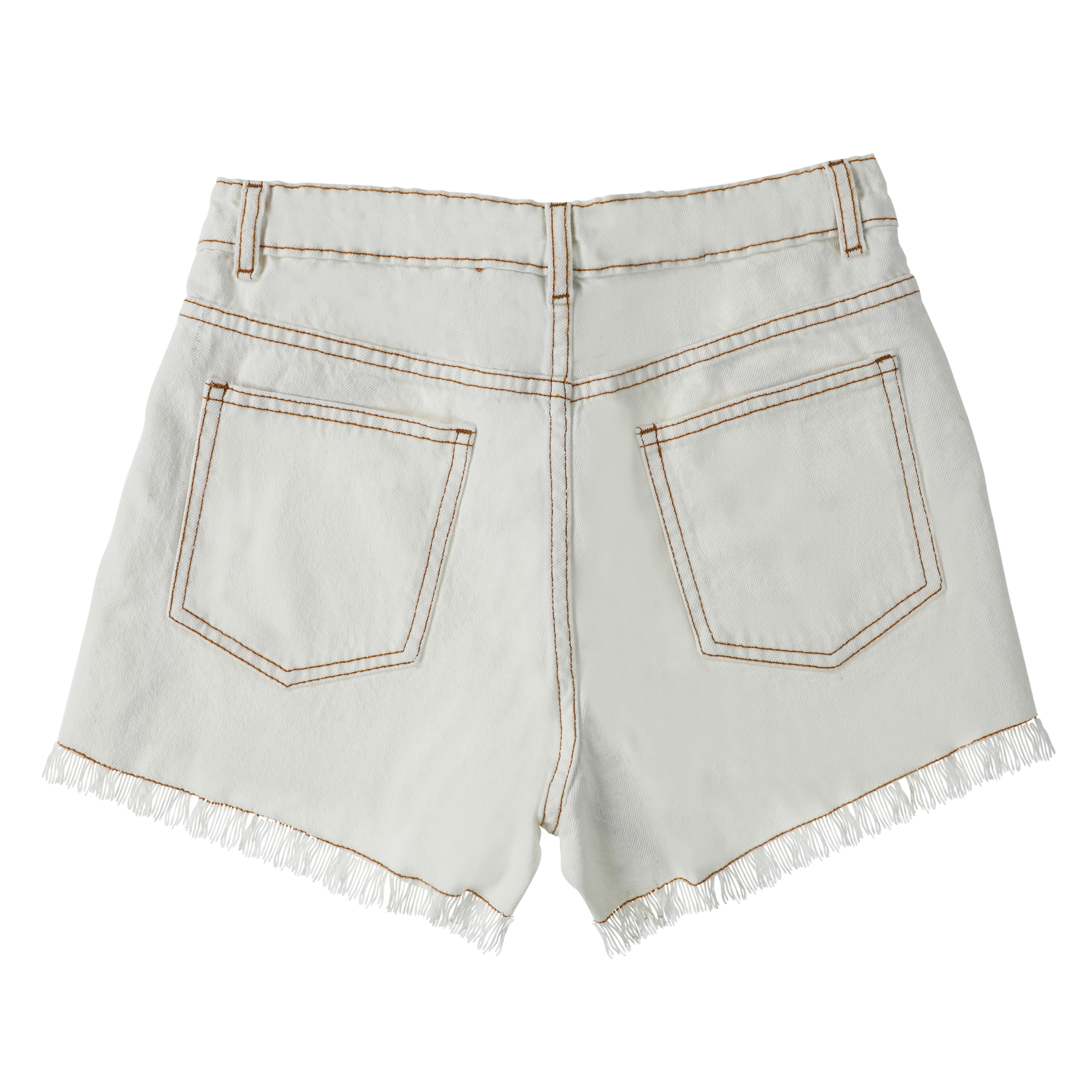 Frayed White Denim Cutoff Shorts