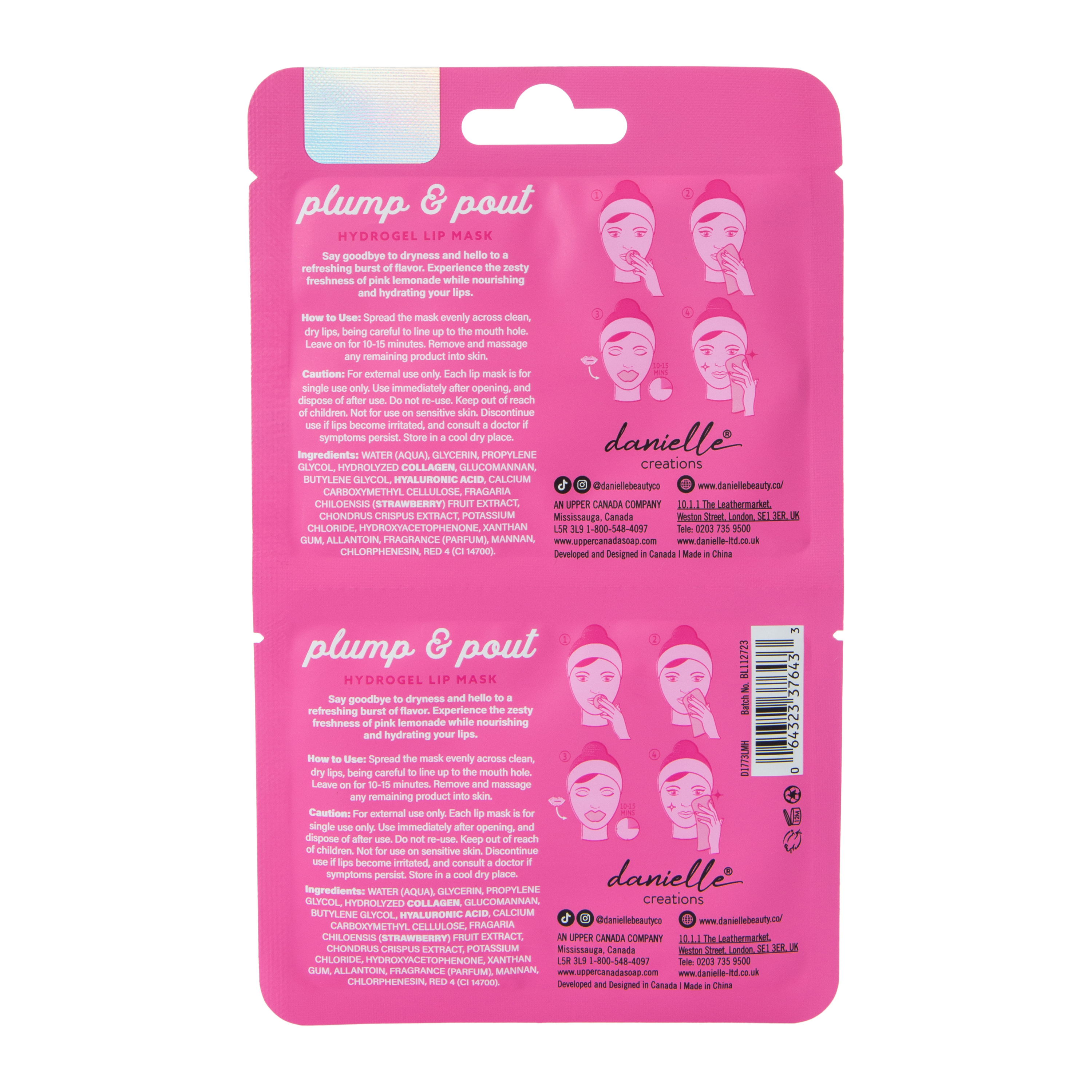 Danielle Creations® Hydrogel Lip Mask 2-Count