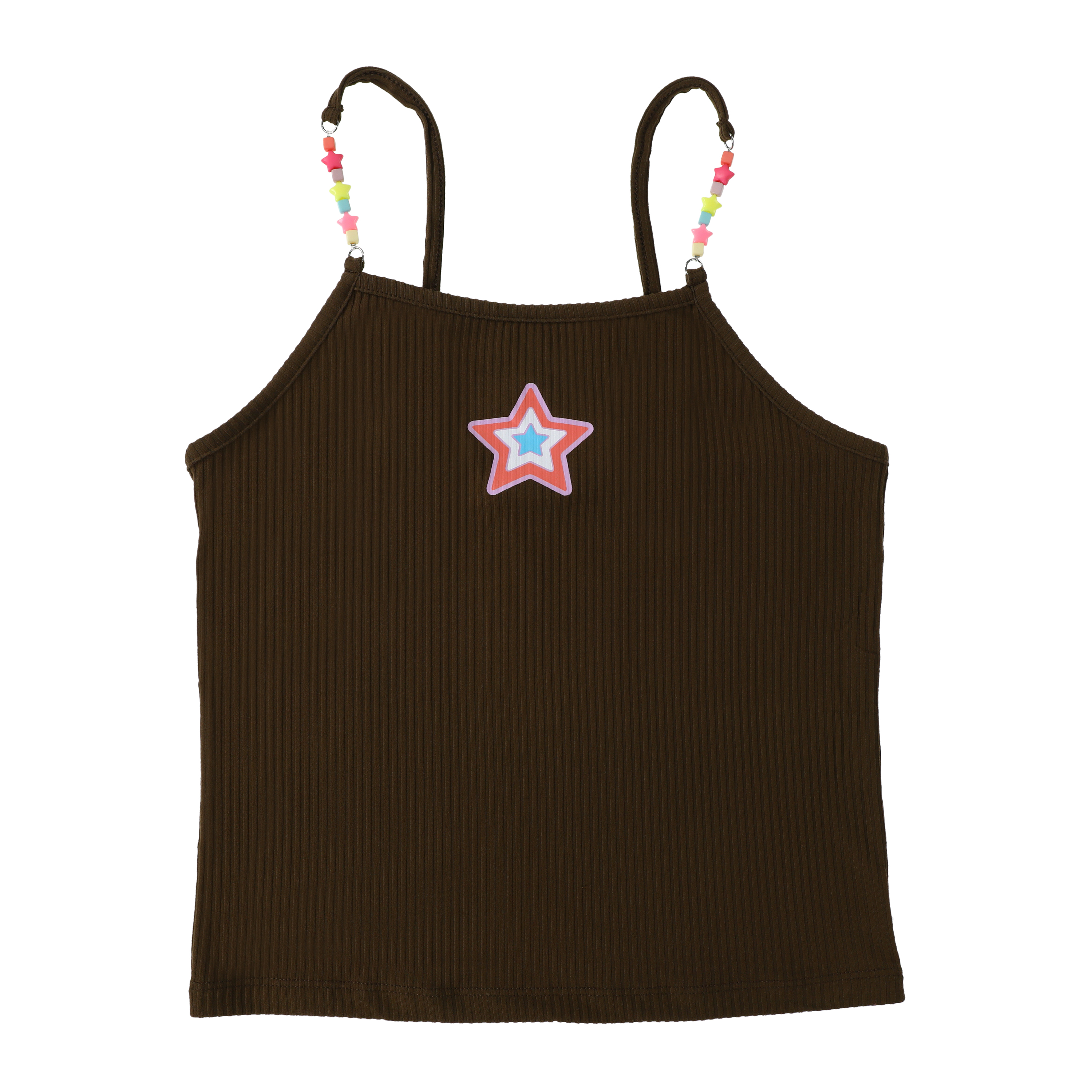 Beaded-Strap Ribbed Icon Tank Top