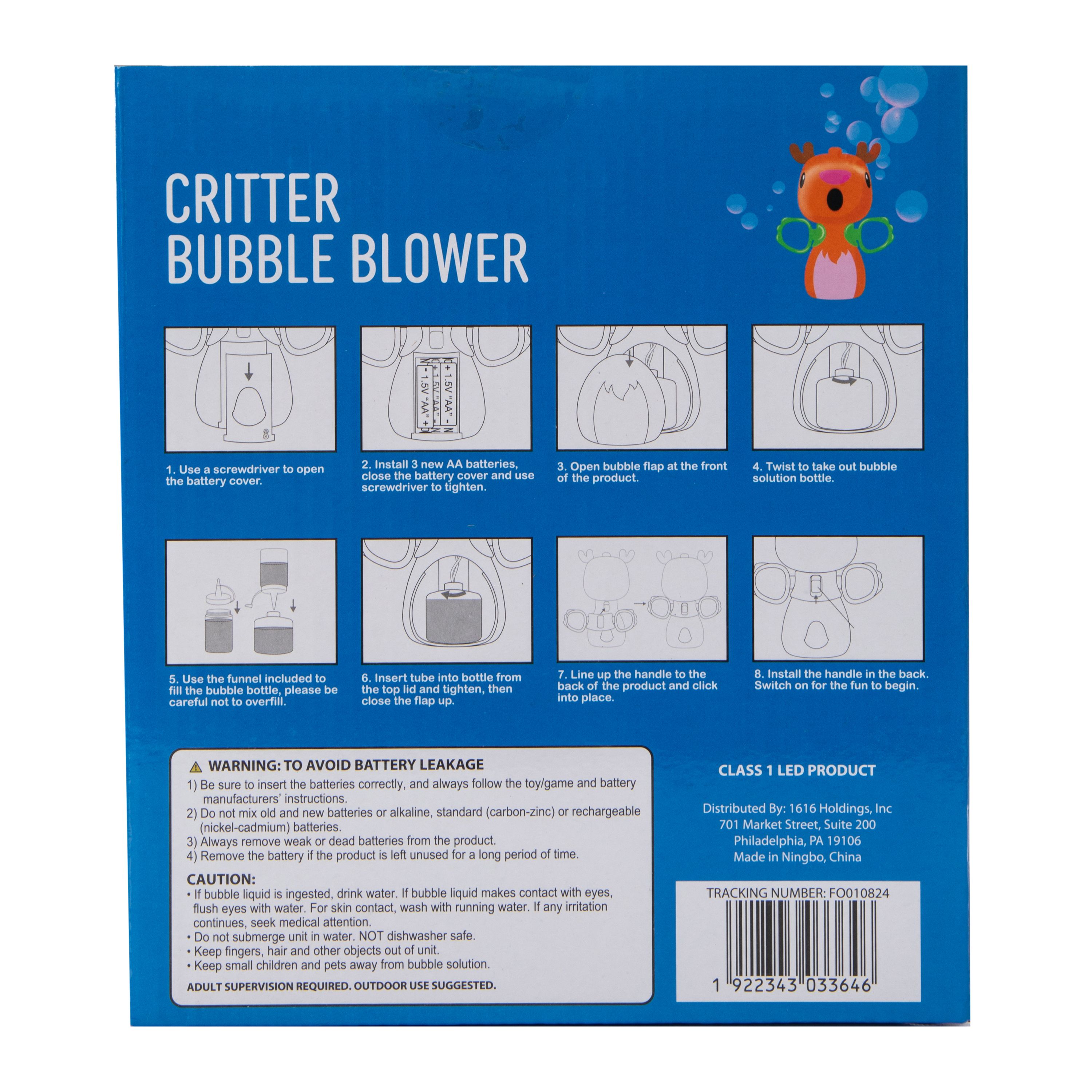 Critter Bubble Blower With Solution