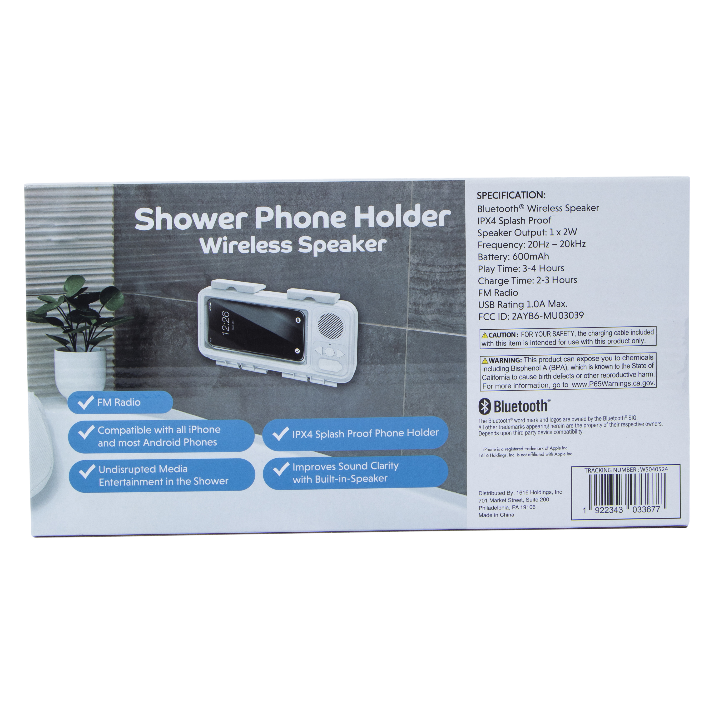 Shower Phone Holder Wireless Speaker