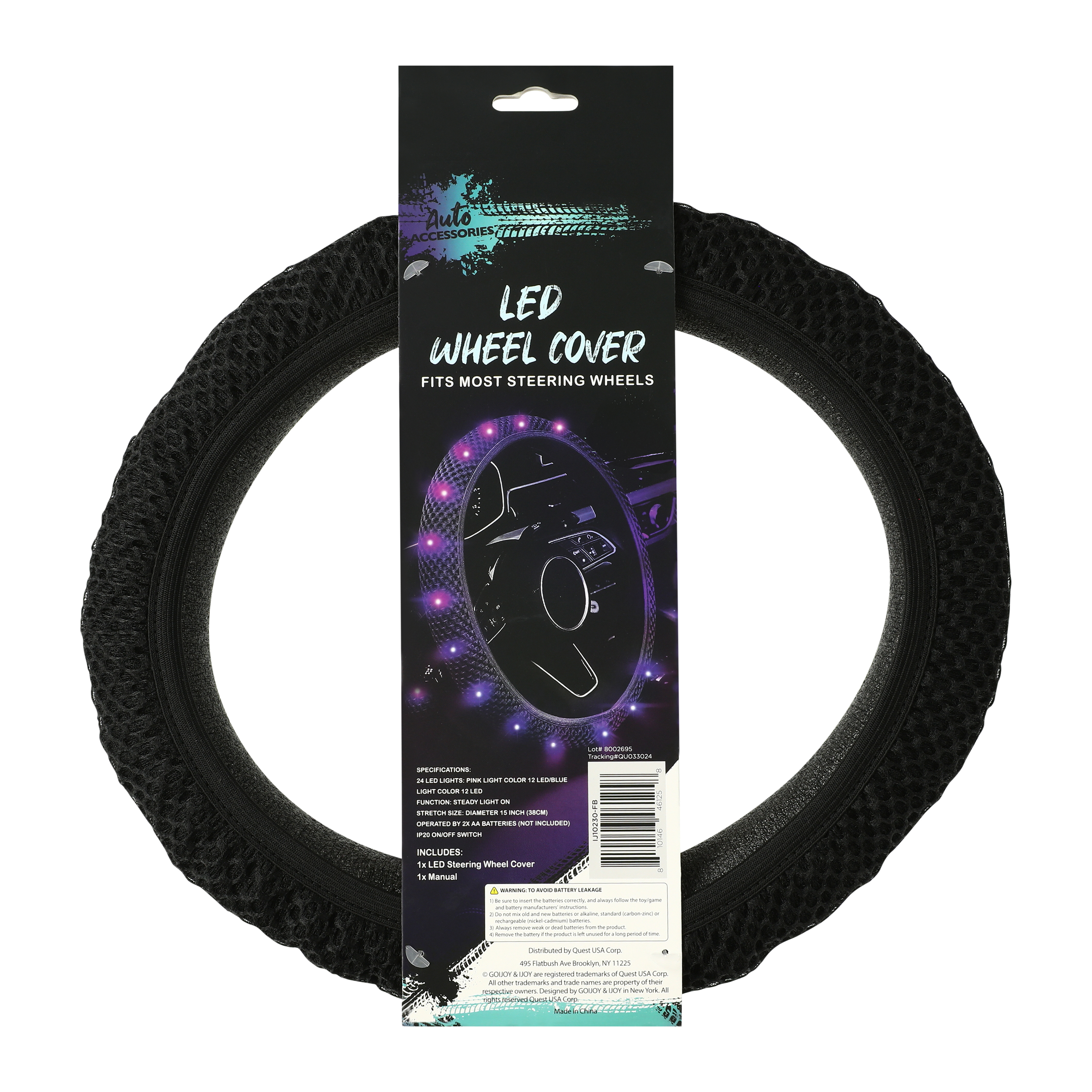 LED Car Steering Wheel Cover 15in