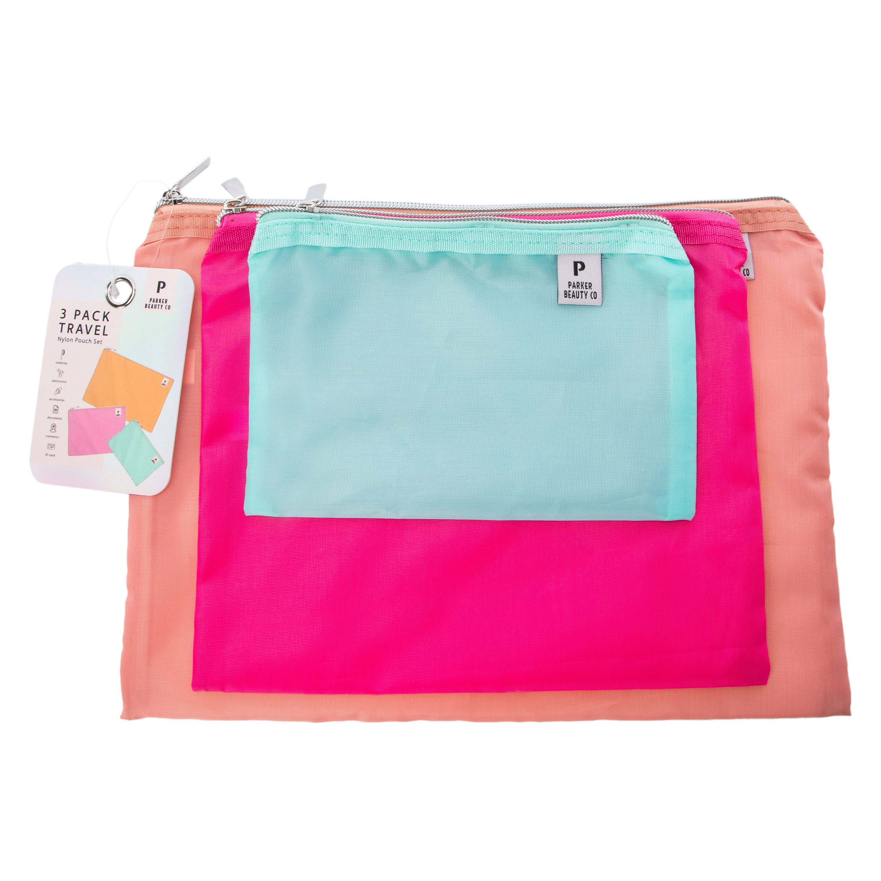 Nylon Travel Pouch Set 3-Count