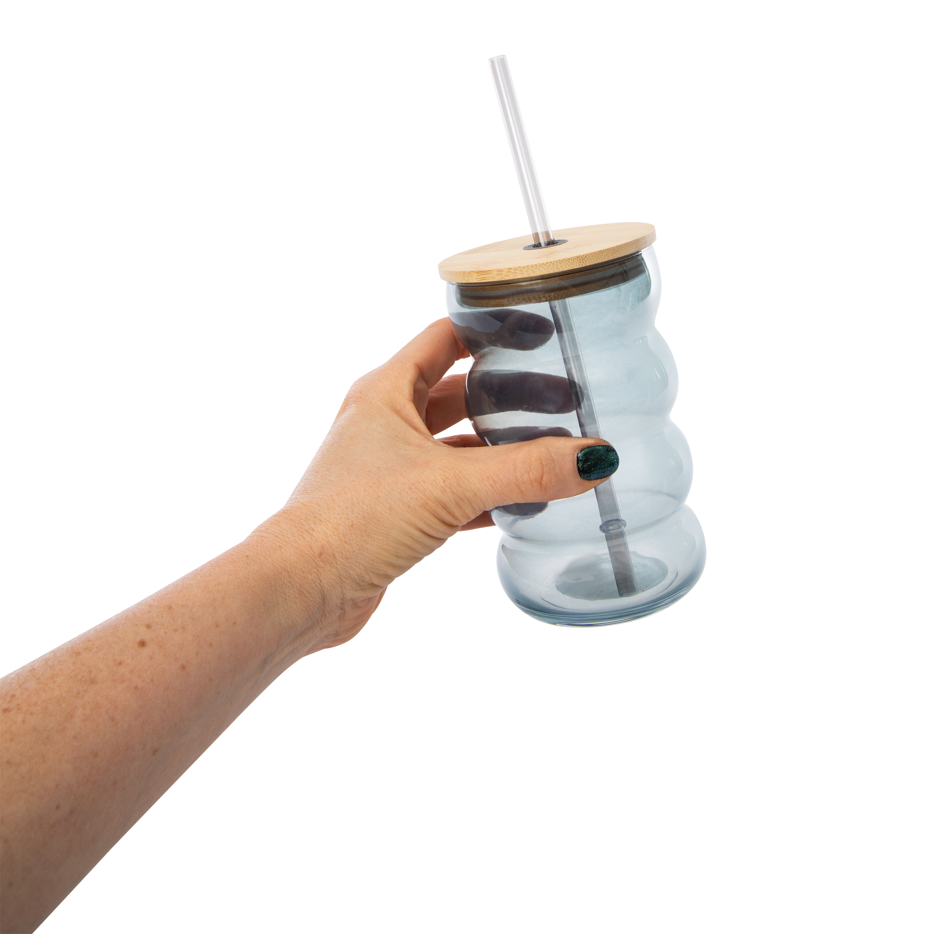 Glass Bubble Tumbler With Bamboo Lid 20oz