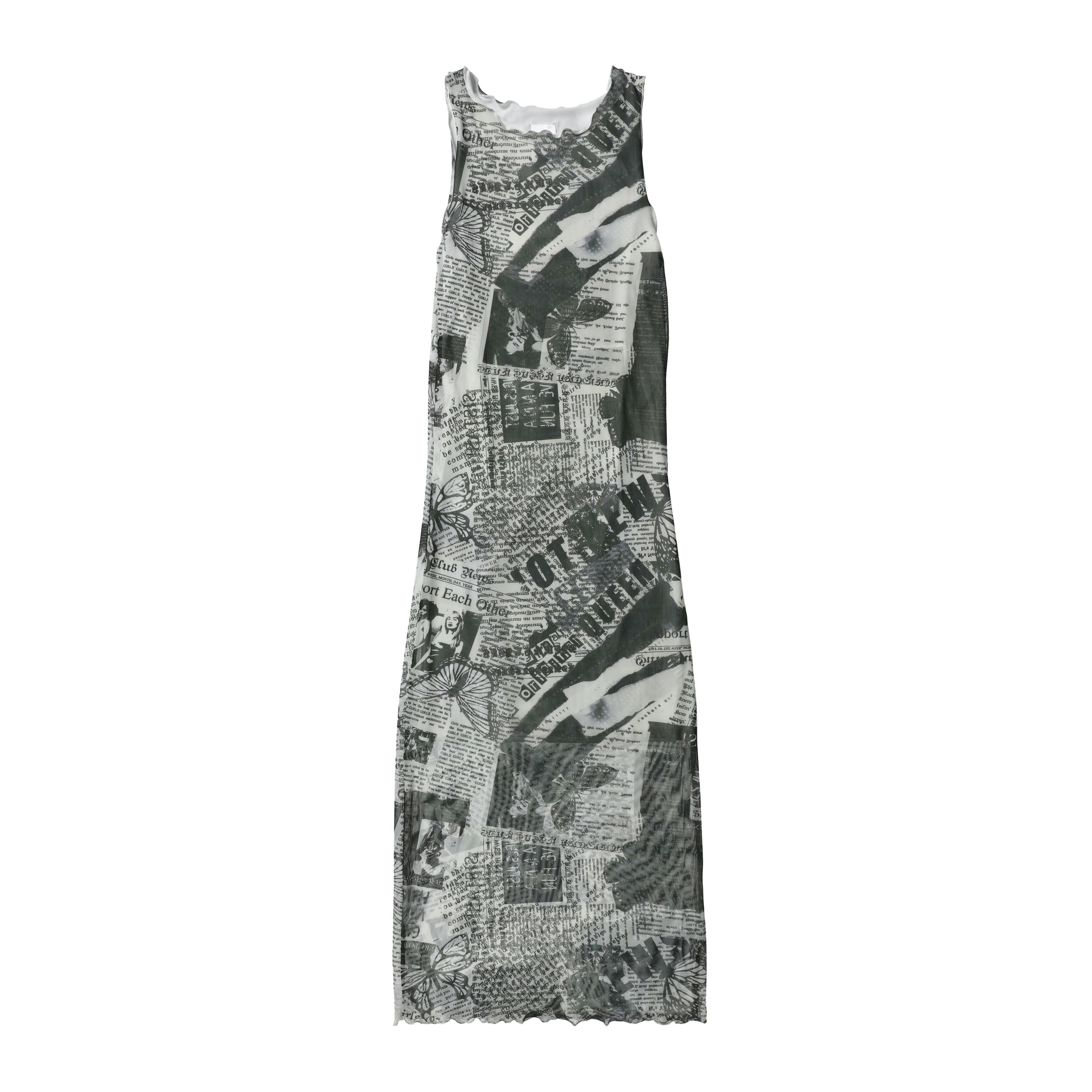 Printed Mesh Midi Dress