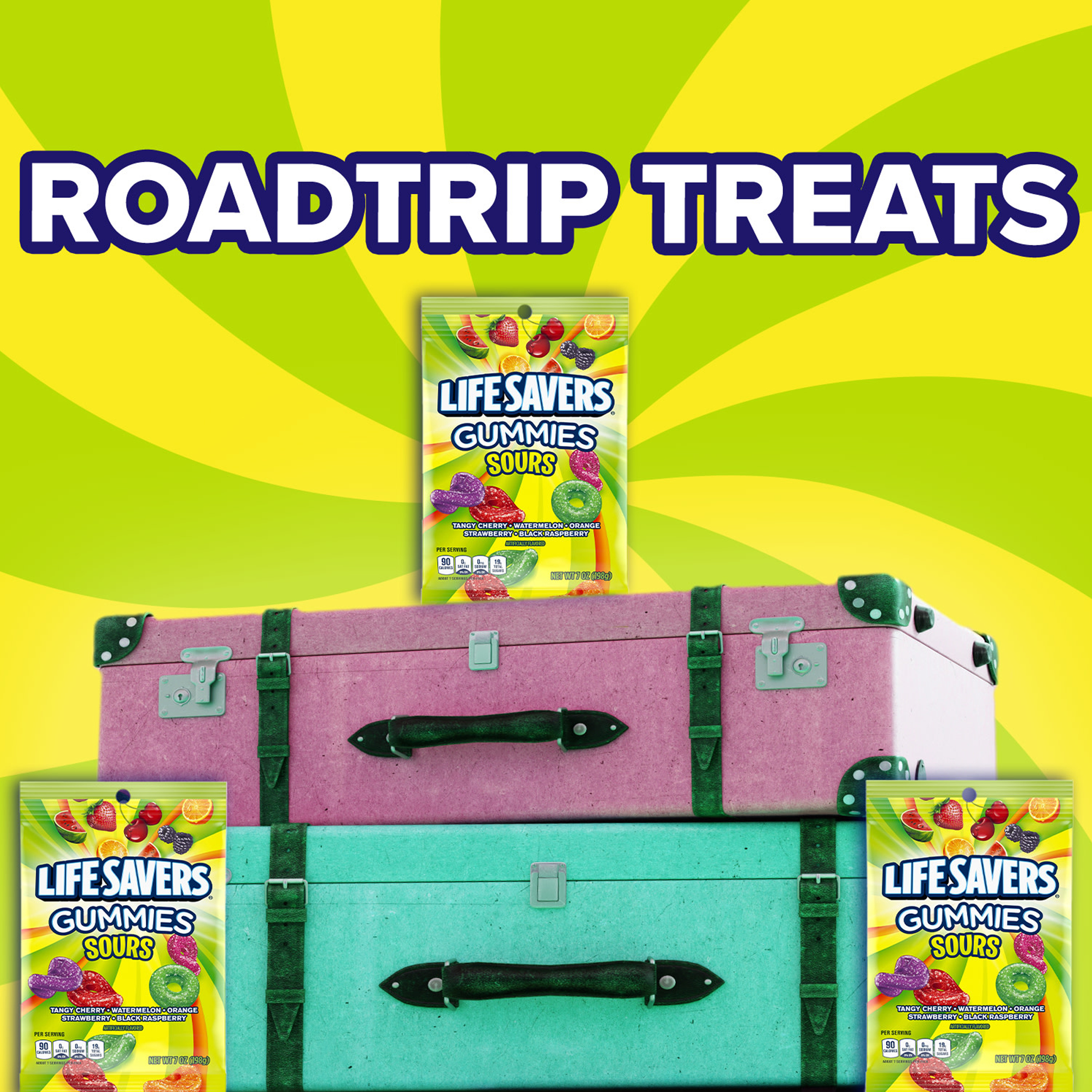 LIFE SAVERS Sour Gummy Candy Pack, Individually Wrapped Candy Bulk, Variety Flavors Box, 12 Bags of Sour Gummies