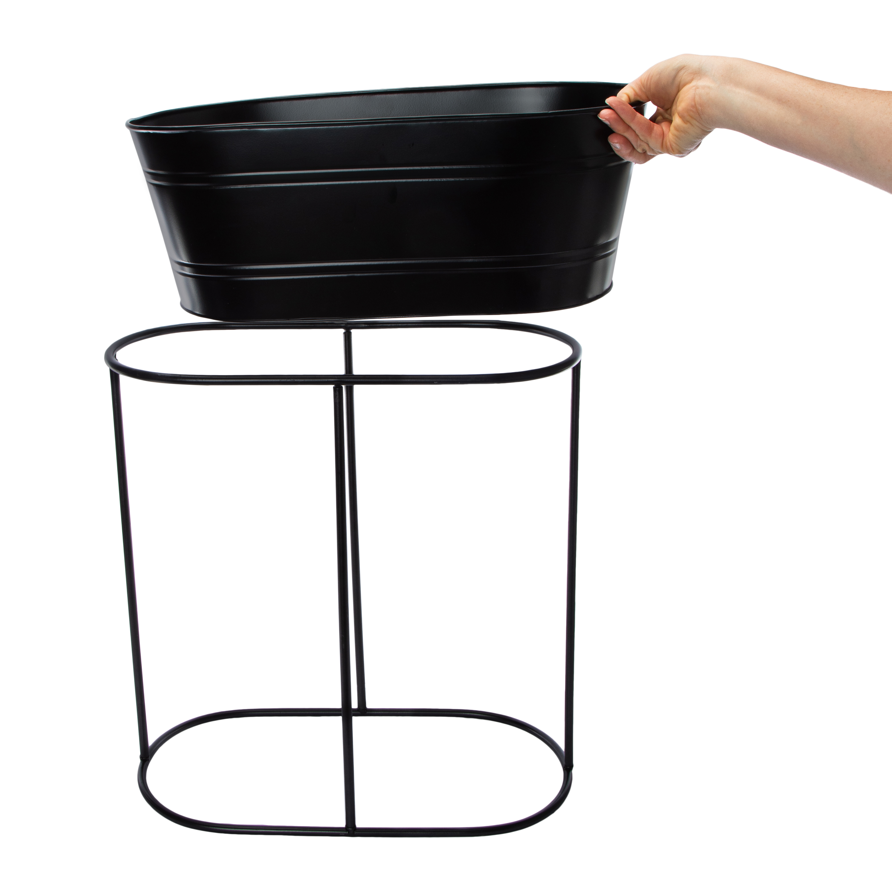 Metal Basin Planter With Stand 18.5in x 10in