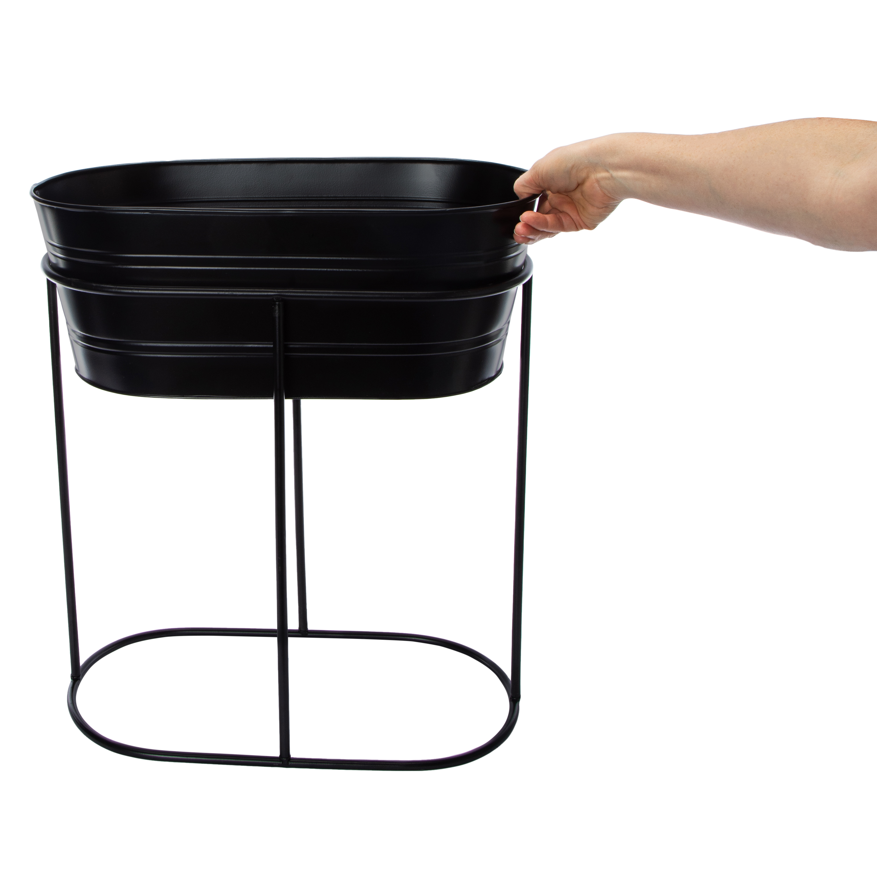 Metal Basin Planter With Stand 18.5in x 10in