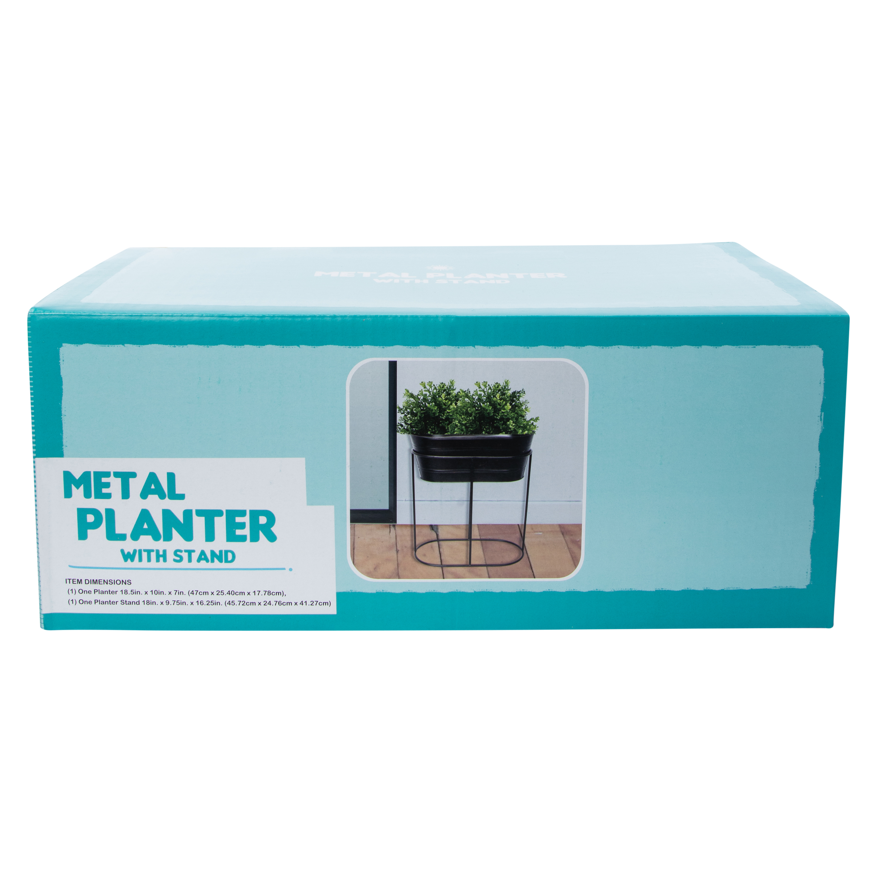 Metal Basin Planter With Stand 18.5in x 10in