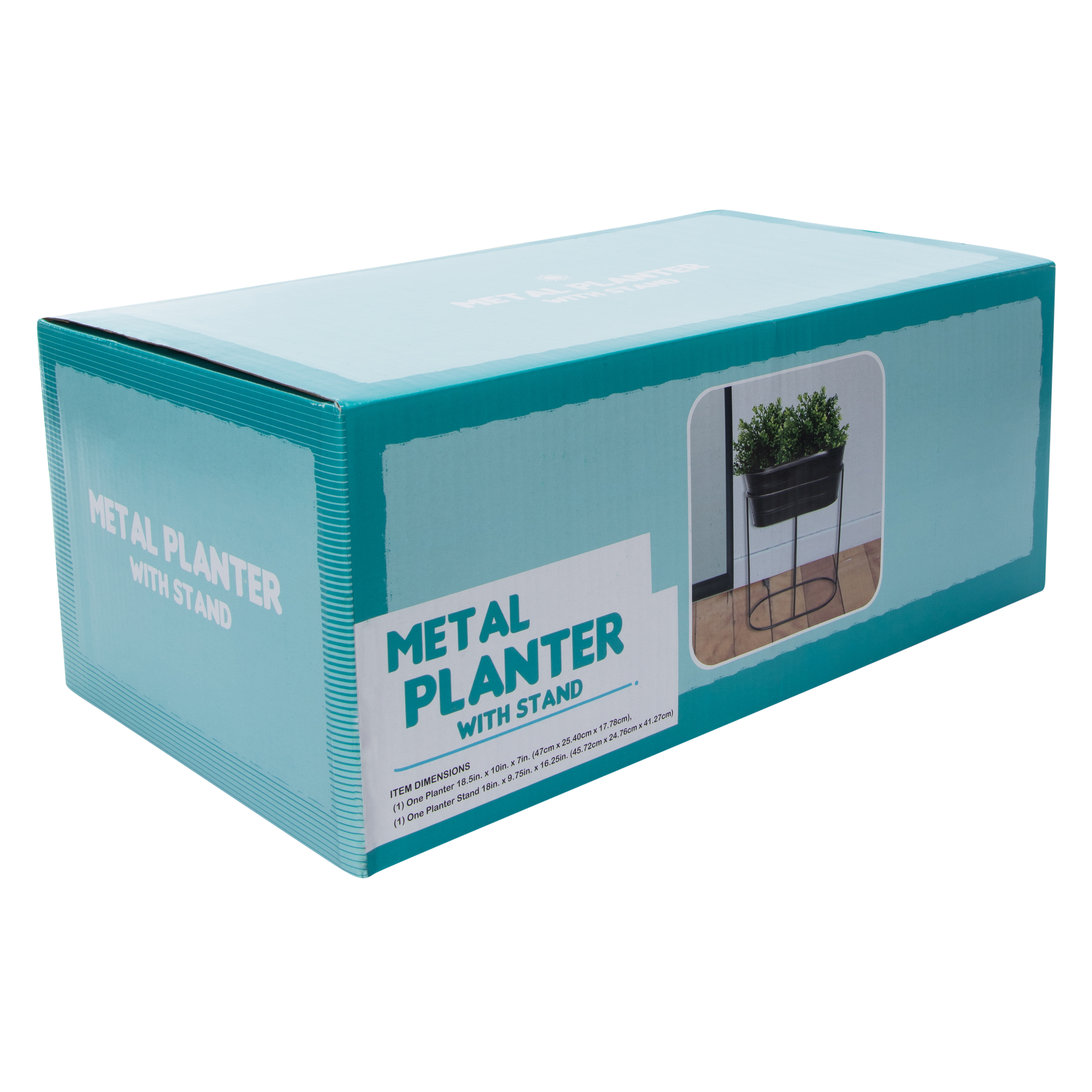 Metal Basin Planter With Stand 18.5in x 10in