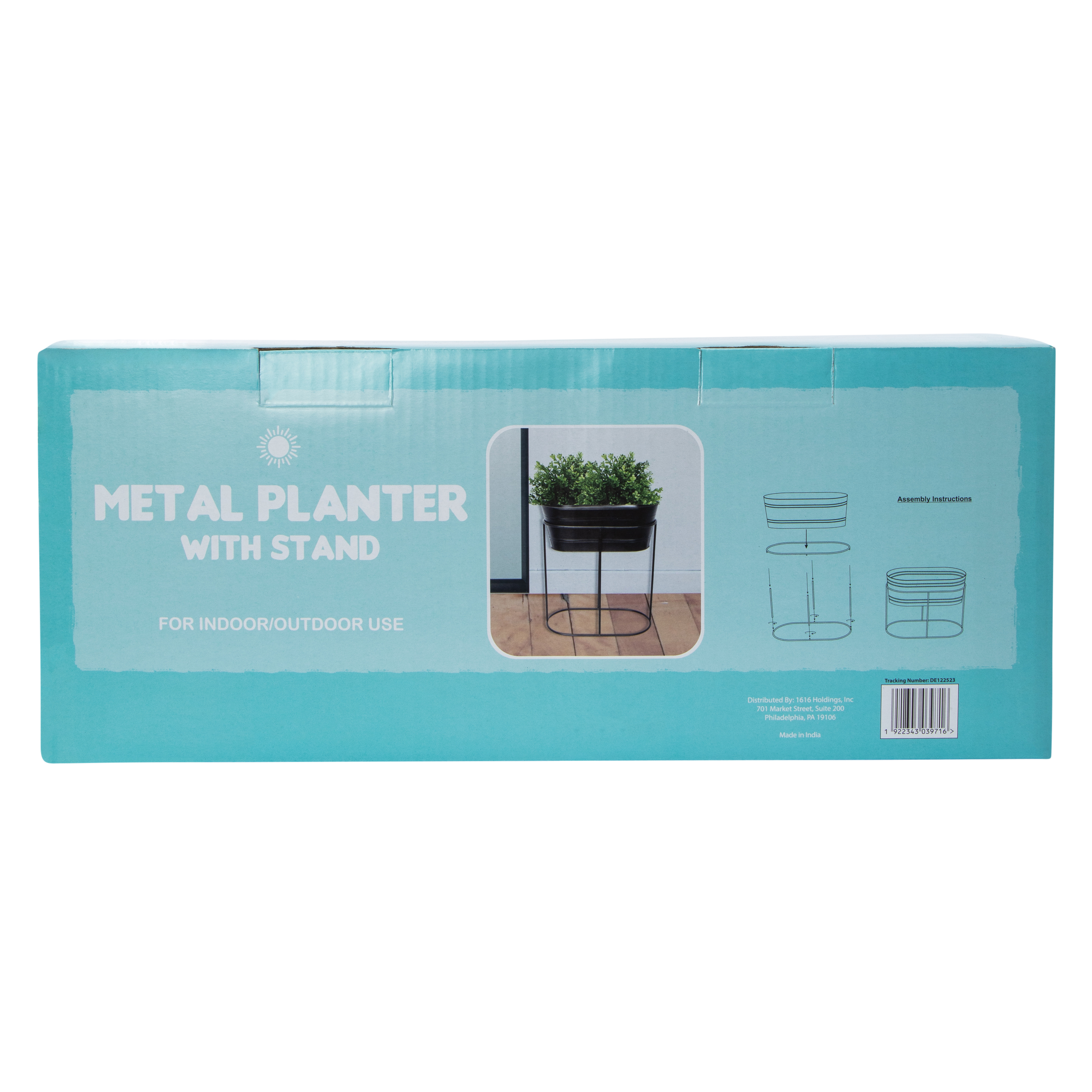 Metal Basin Planter With Stand 18.5in x 10in