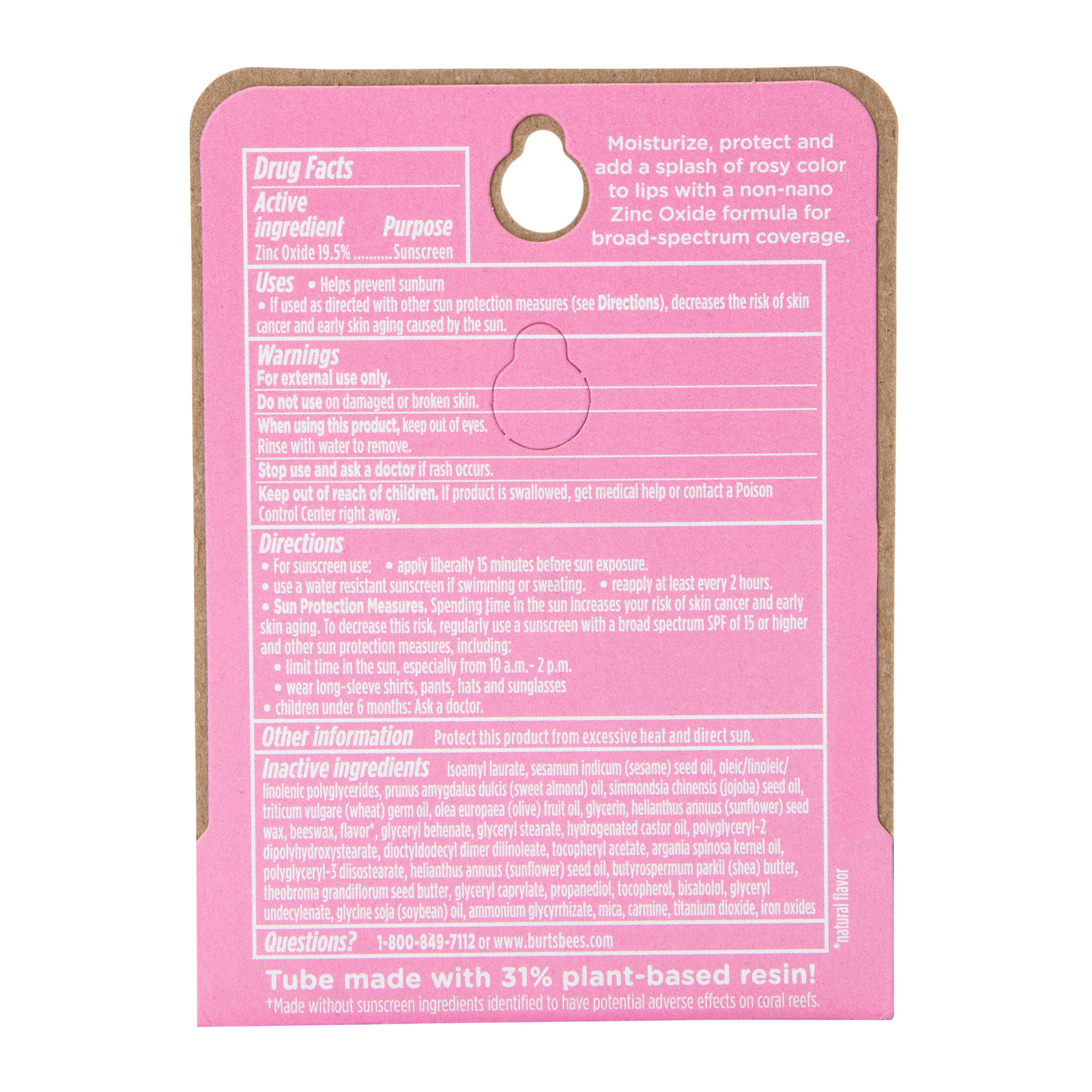 Burt’s Bees® SPF 30 Tinted Lip Balm 0.15oz - Wild Peony