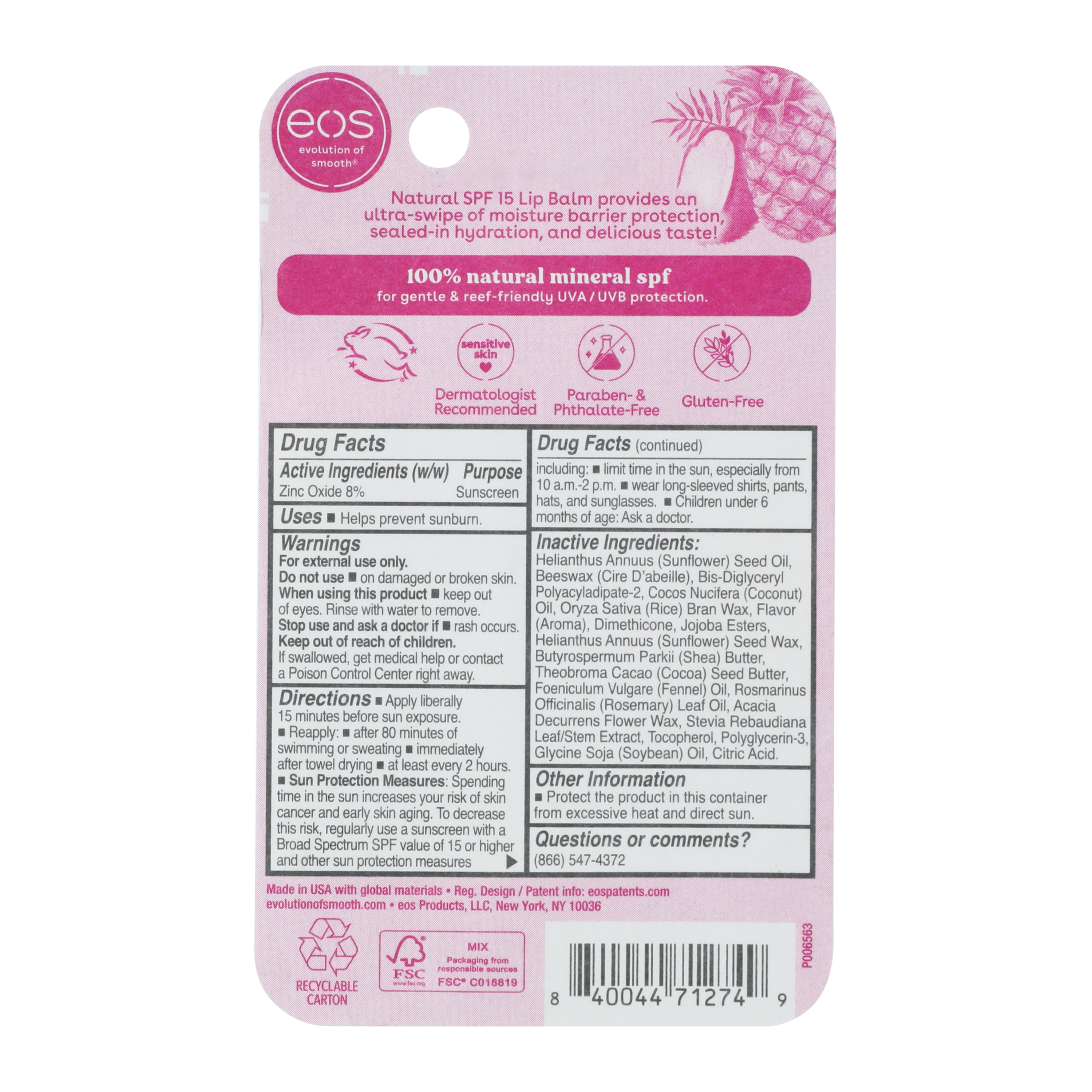 Eos® Natural SPF 15 Lip Balm - Pineapple Coconut