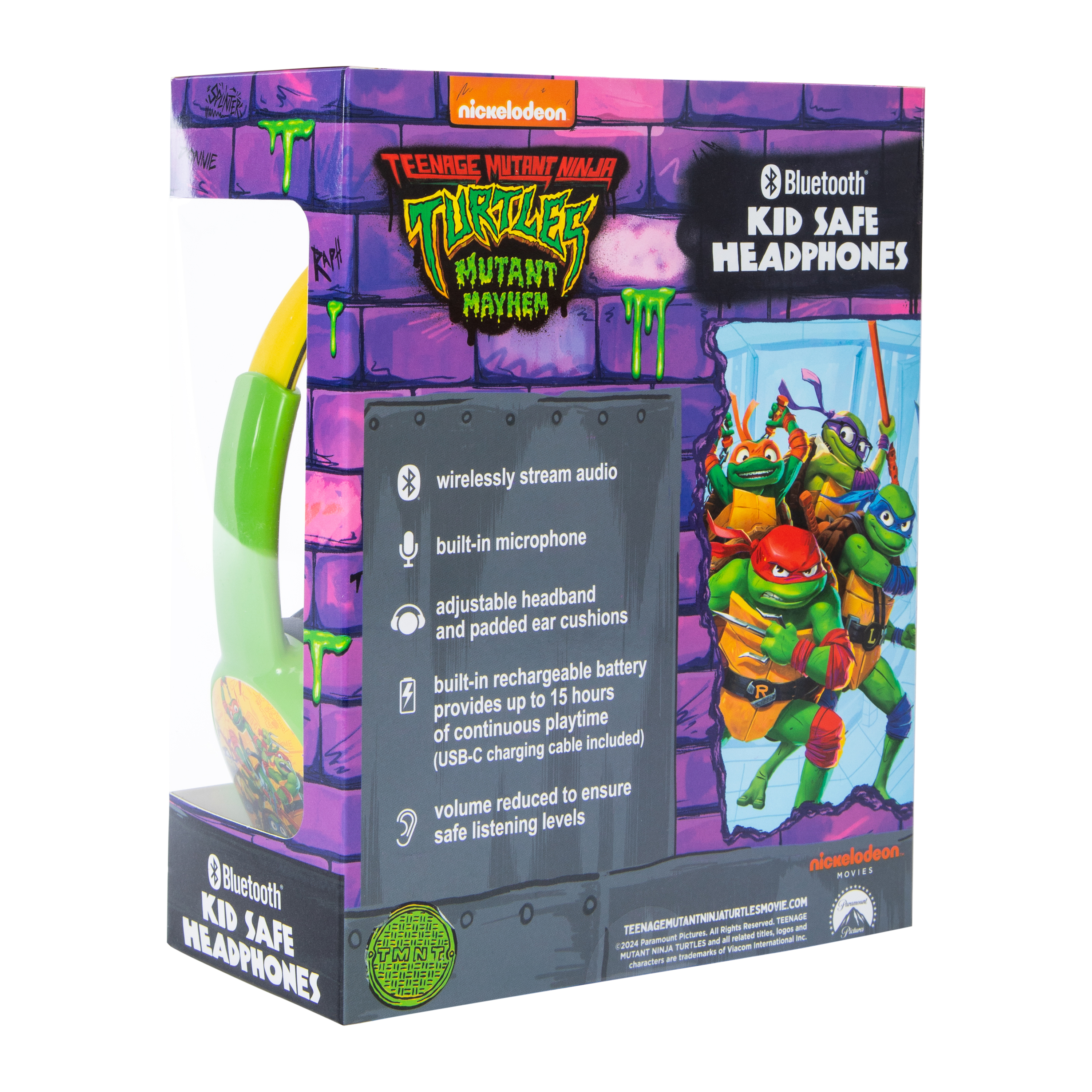 Teenage Mutant Ninja Turtles Mutant Mayhem Bluetooth® Kid-Safe Headphones With Mic