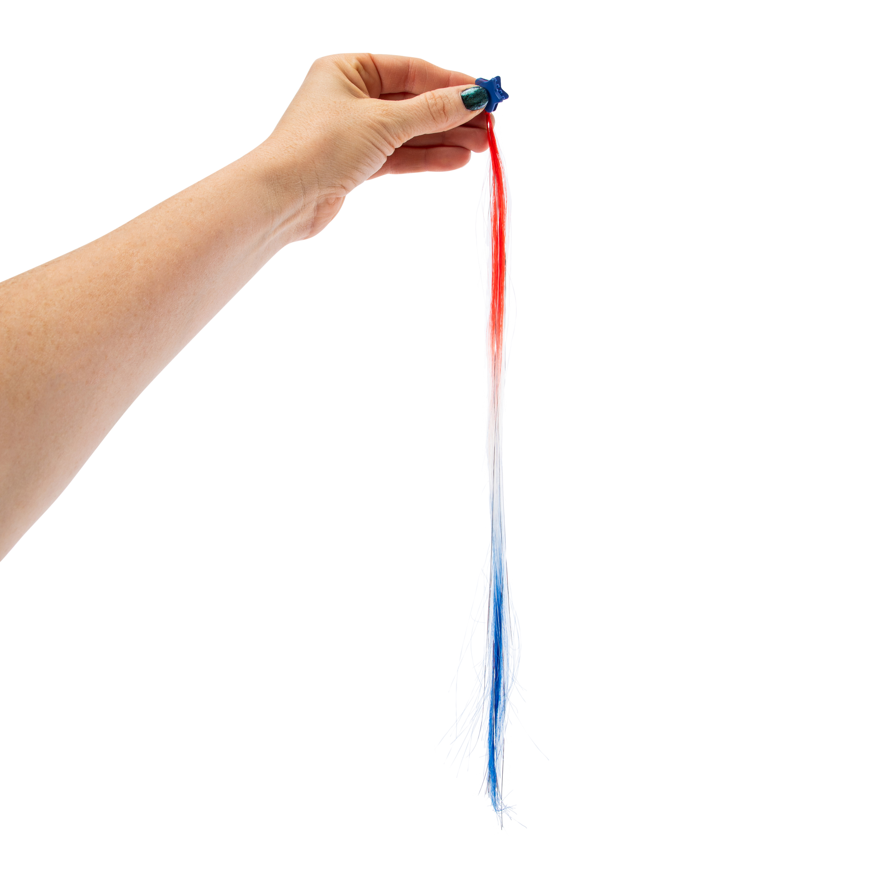 Americana Claw Clips With Faux Hair & Tinsel Extensions 4-Count