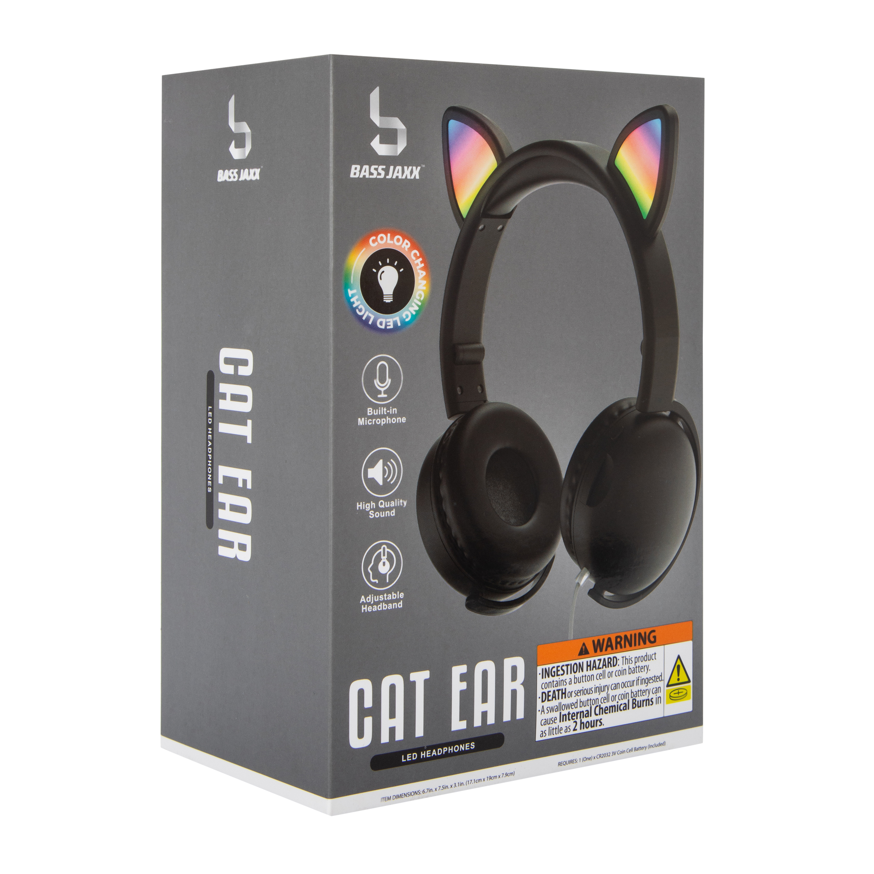 LED Cat Ear Wired Headphones With Mic