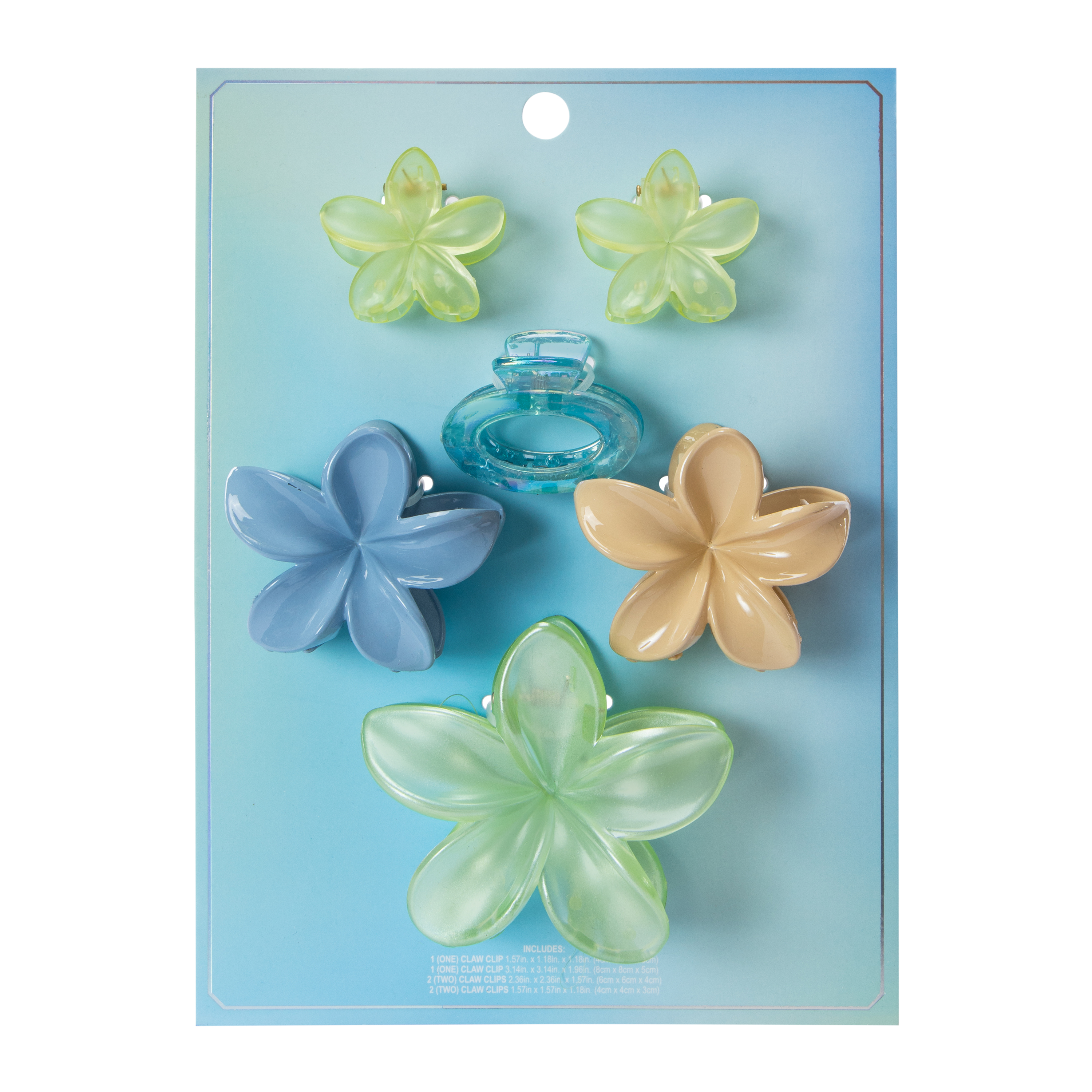 Floral Hibiscus Claw Clips Set 6-Count