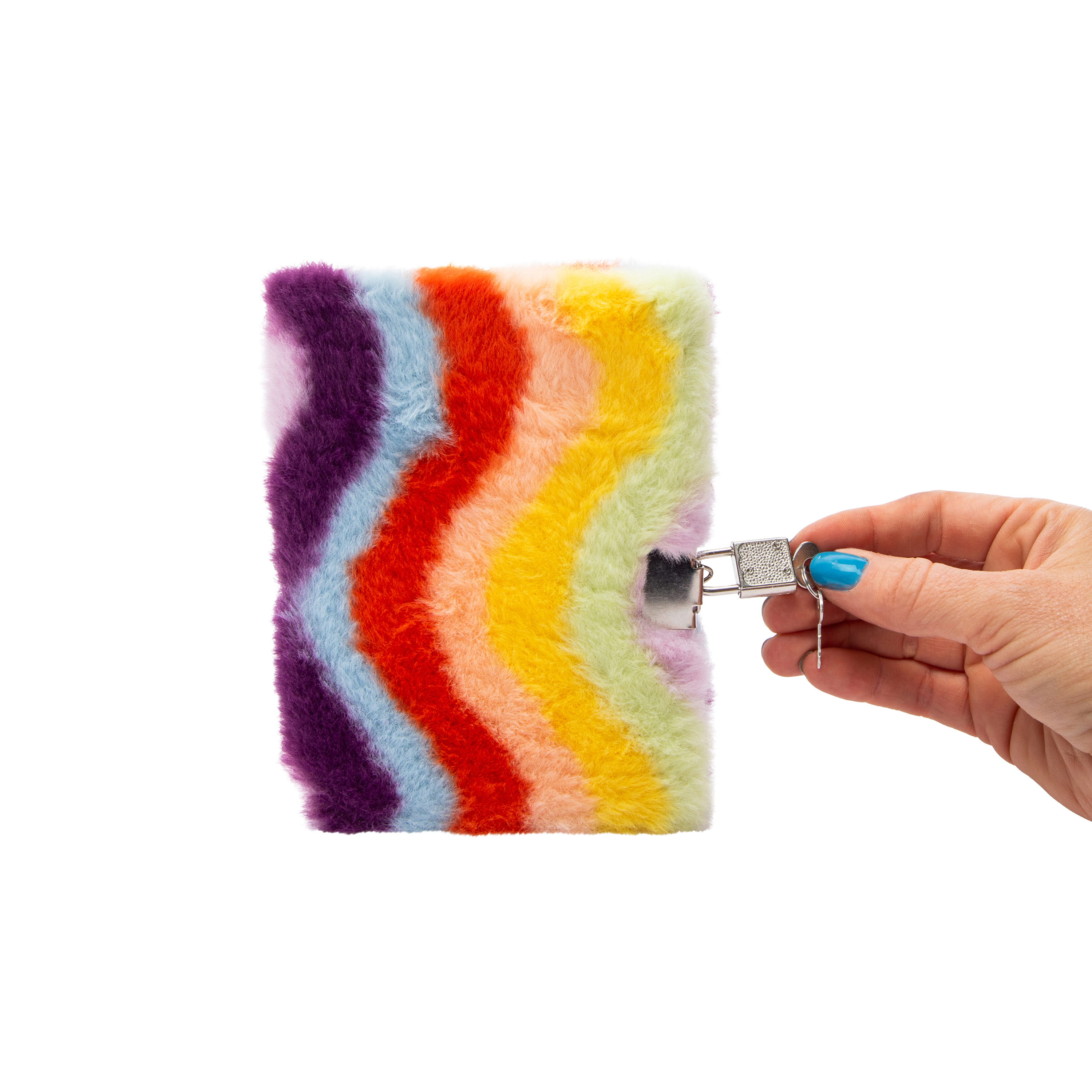 Mini Rainbow Plush Diary With Lock & Key 5.90in x 4.13in