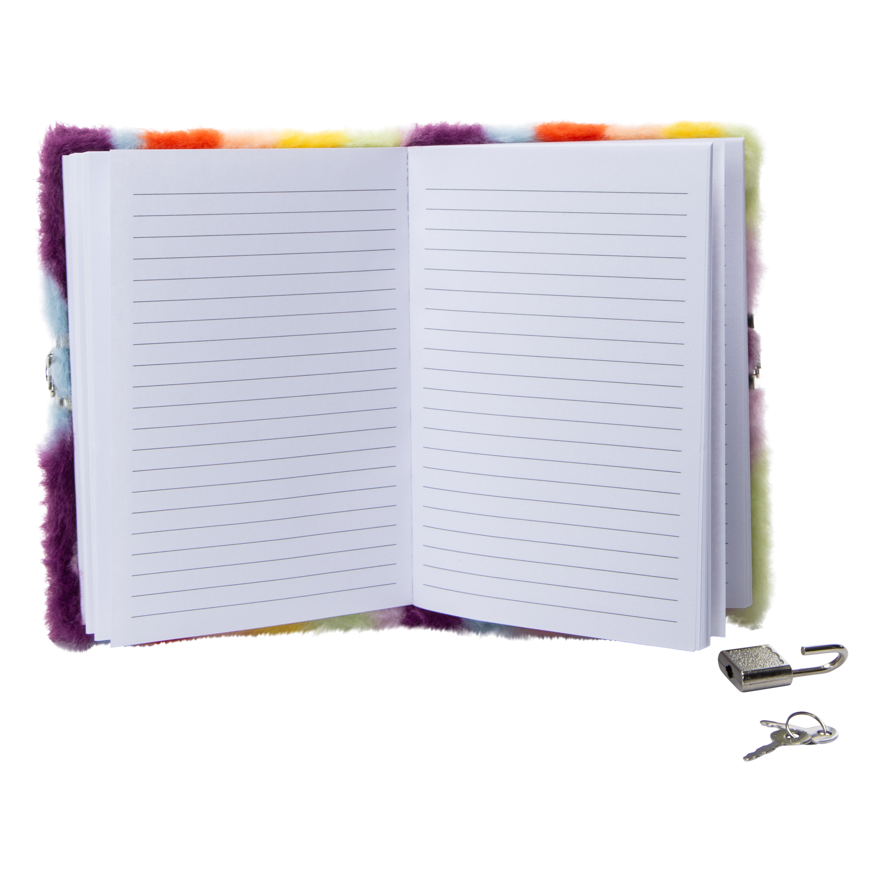 Mini Rainbow Plush Diary With Lock & Key 5.90in x 4.13in