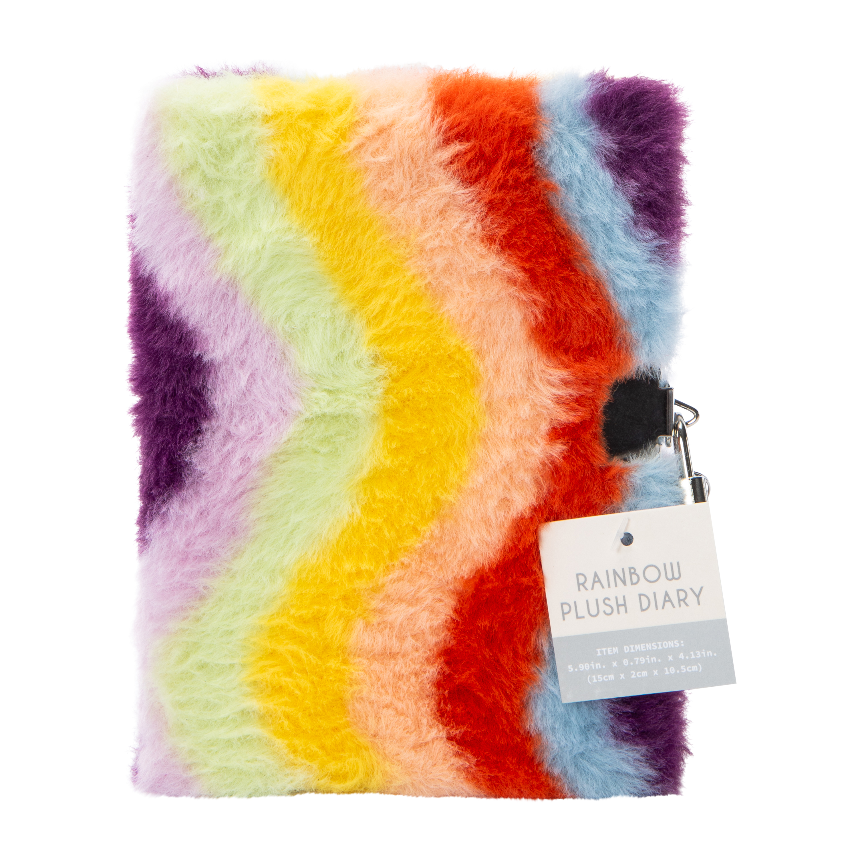 Mini Rainbow Plush Diary With Lock & Key 5.90in x 4.13in